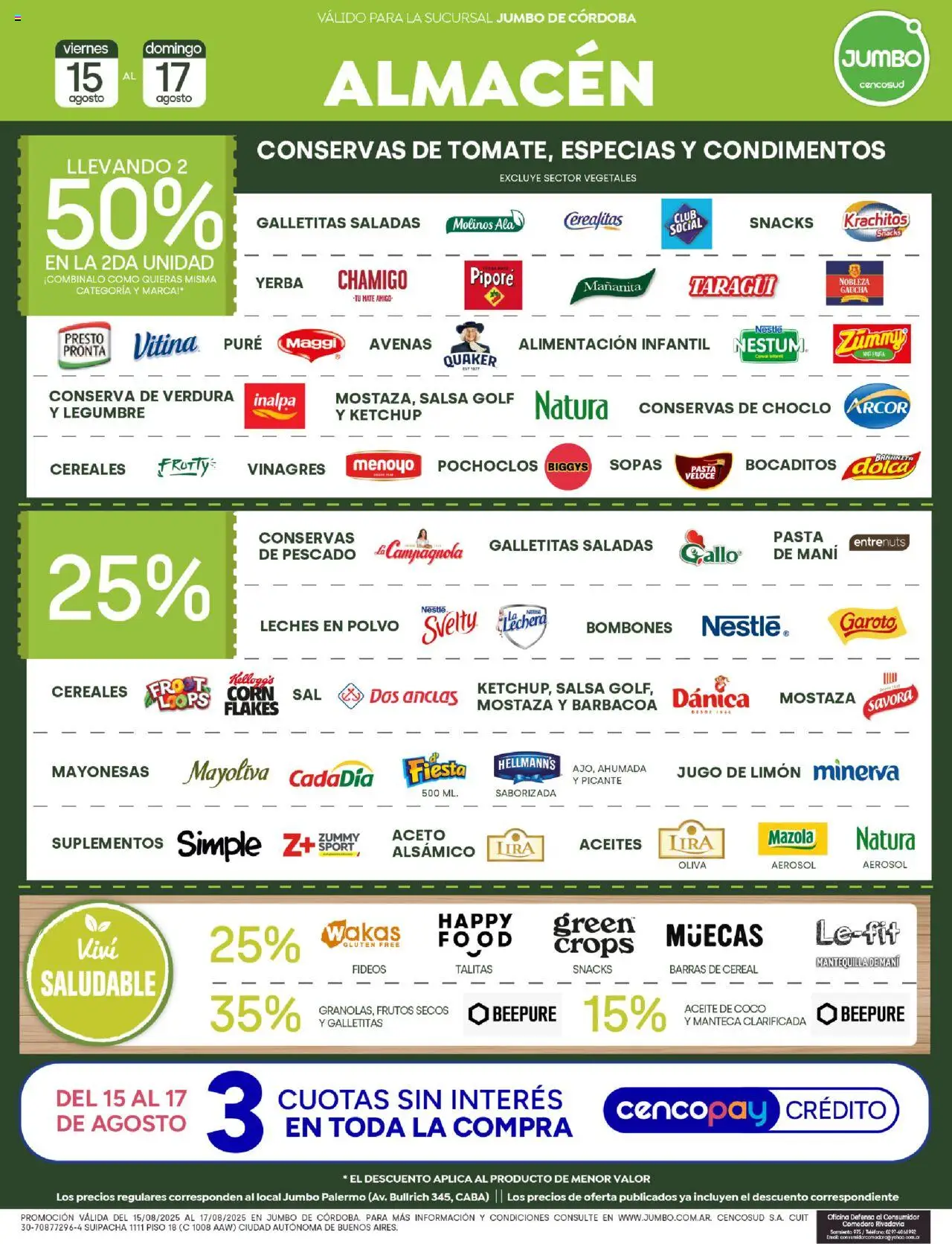 Jumbo - Ofertas | Córdoba │ válido desde el 15.08.2025 | Página: 3 | Productos: Galletitas, Choclo, Aceite, Fideos
