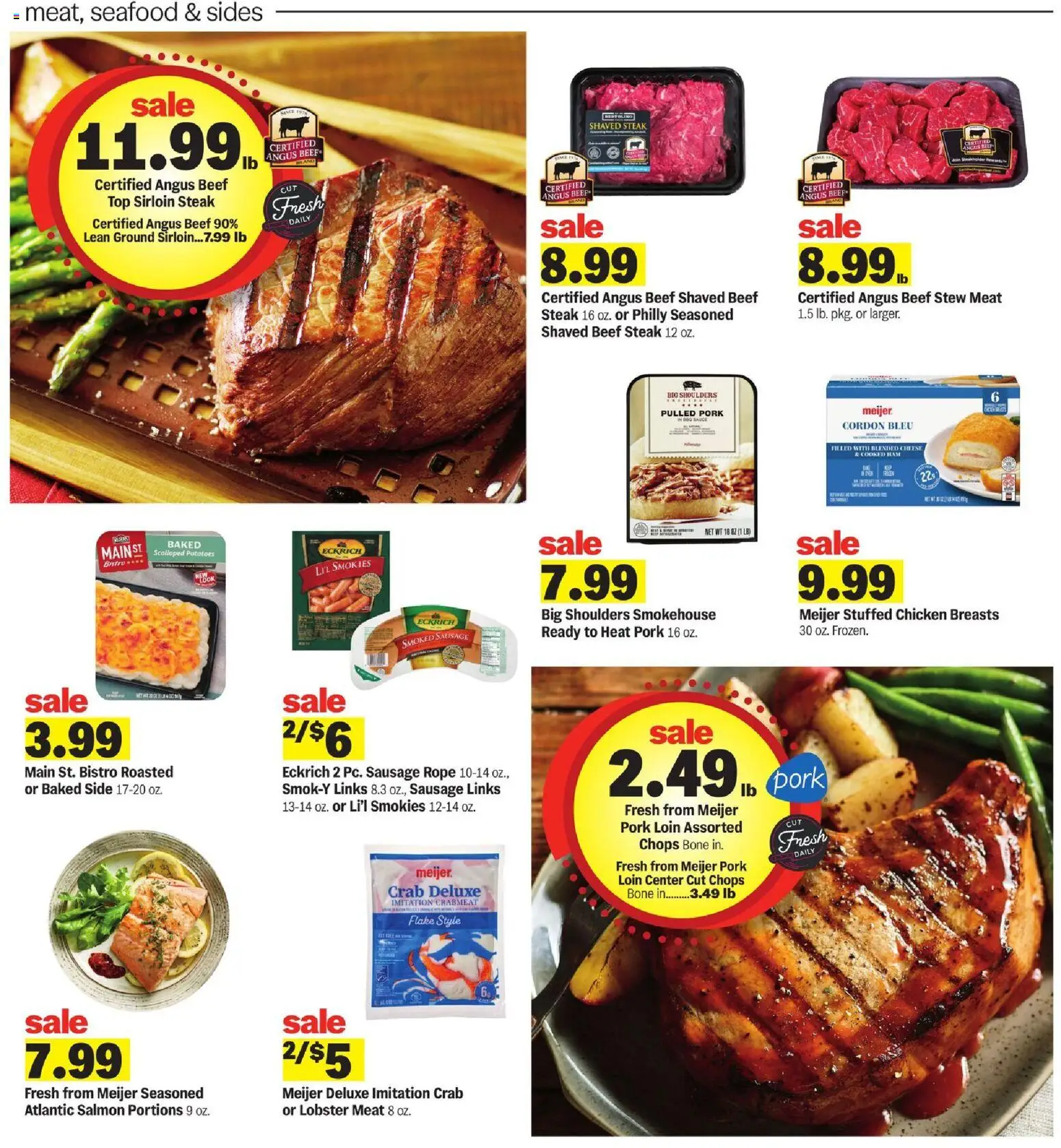 Meijer Weekly Ad - MI - valid from 22.04.2026 | Page: 13 | Products: Ham, Beef, Potatoes, Seafood