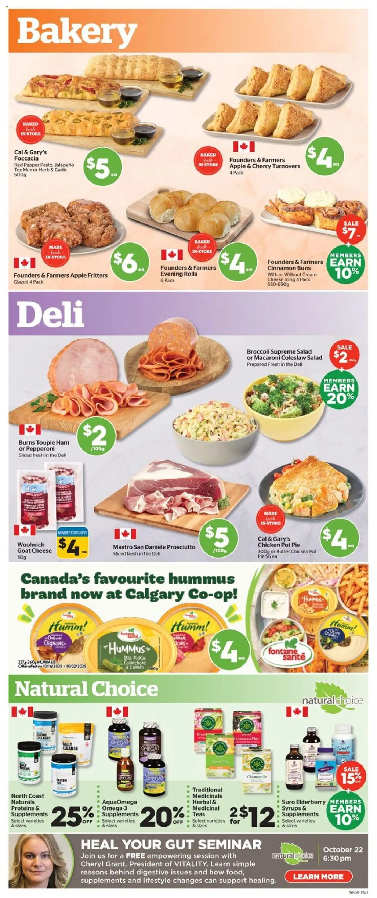Calgary Co-op flyer valid from 16.10.2025 | Page: 8 | Products: Salad, Bakery, Butter, Ham