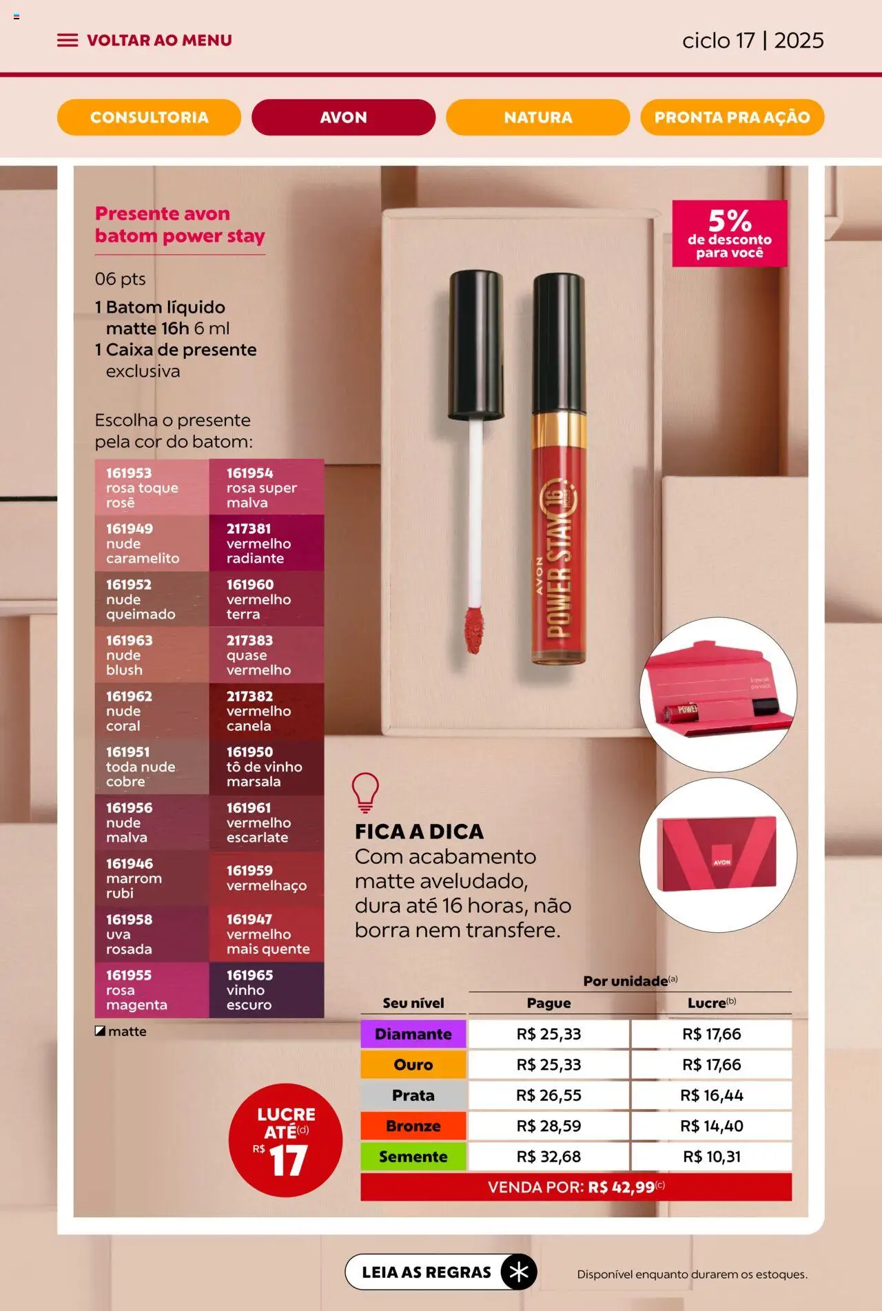 Avon Folheto - válido de 07.10.2025 | Página: 10 | Produtos: Blush, Batom, Caixa, Vinho