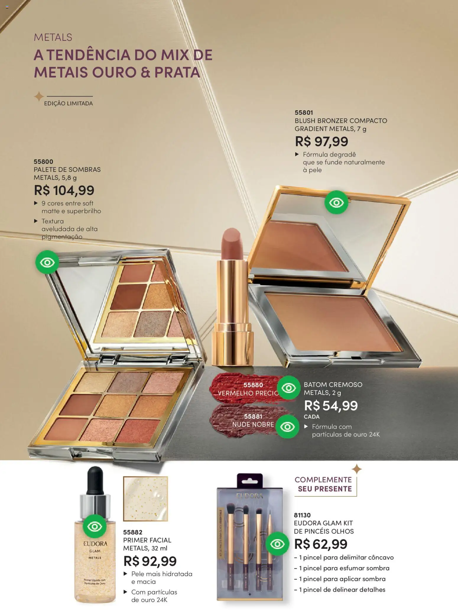Eudora Folheto - válido de 19.02.2026 | Página: 56 | Produtos: Blush, Pincel, Batom, Bronzer