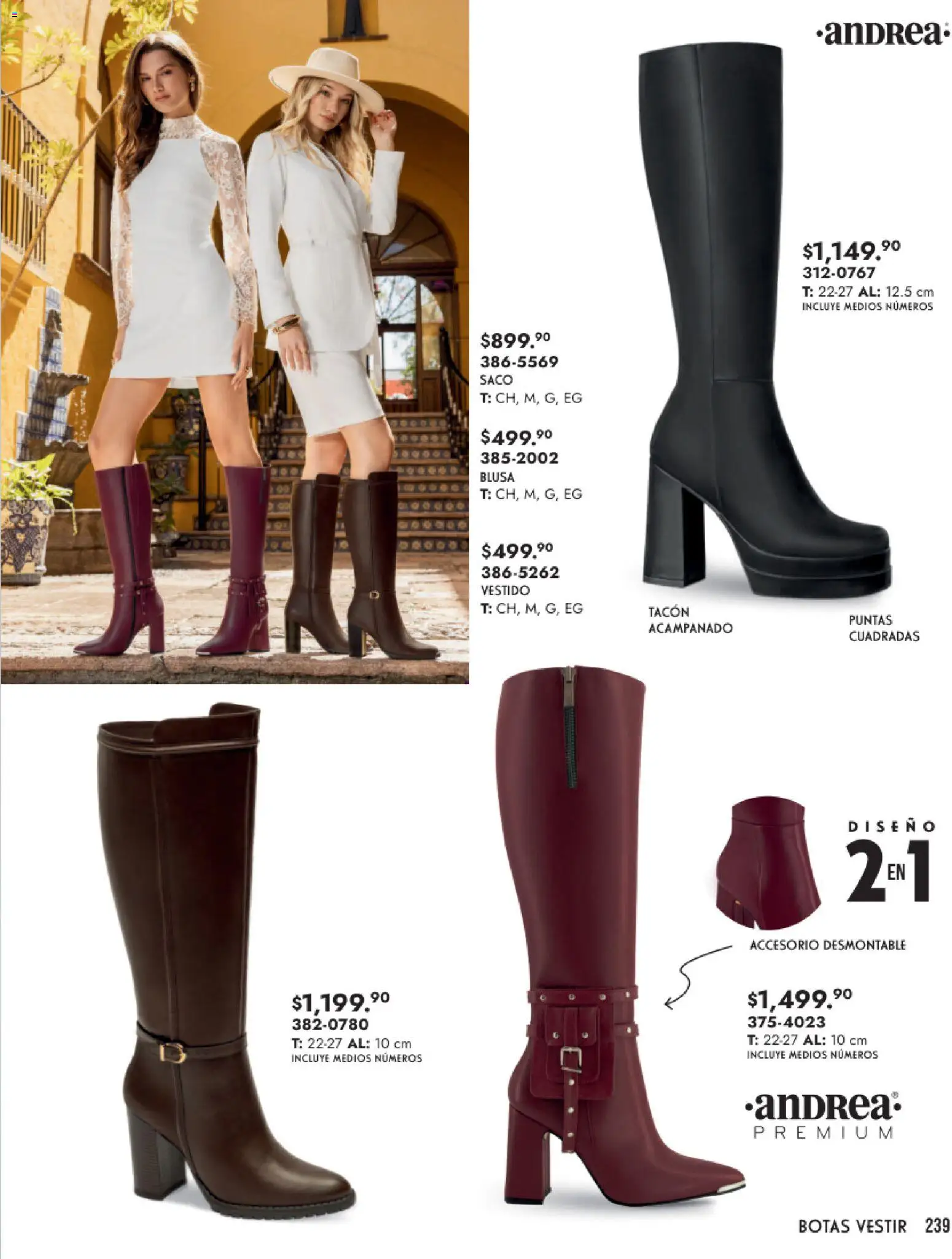 Nuevas ofertas de Andrea válidas en toda la República Mexicana desde el 25.01.2026. ¡Encuentra las mejores ofertas en Andrea catálogo Calzado Dama! | Página: 239 | Productos: Blusa, Botas, Vestido