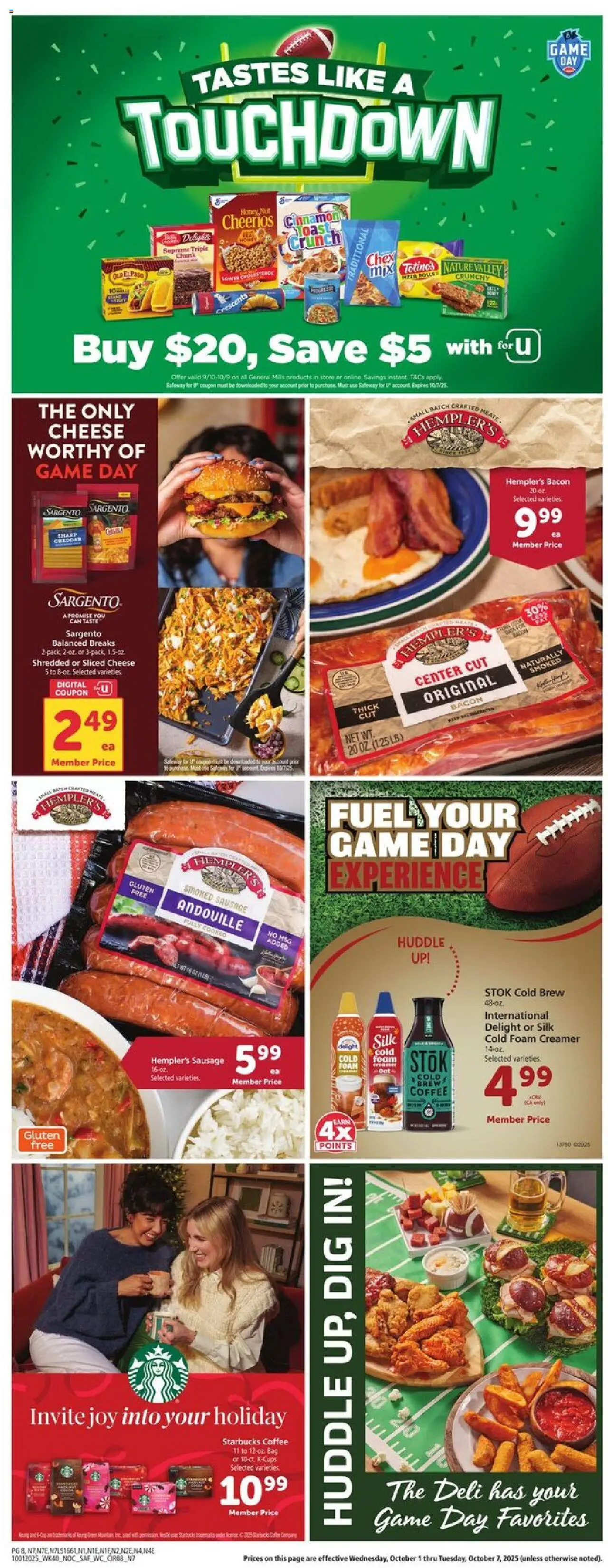 Safeway Weekly Ad - valid from 01.10.2025 | Page: 8 | Products: Coffee, Sausage, Game, Bag