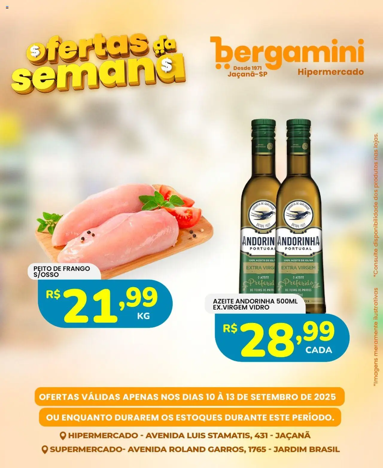 Supermercado Bergamini Folheto - válido de 10.09.2025 | Página: 6 | Produtos: Frango, Azeite, Peito de frango