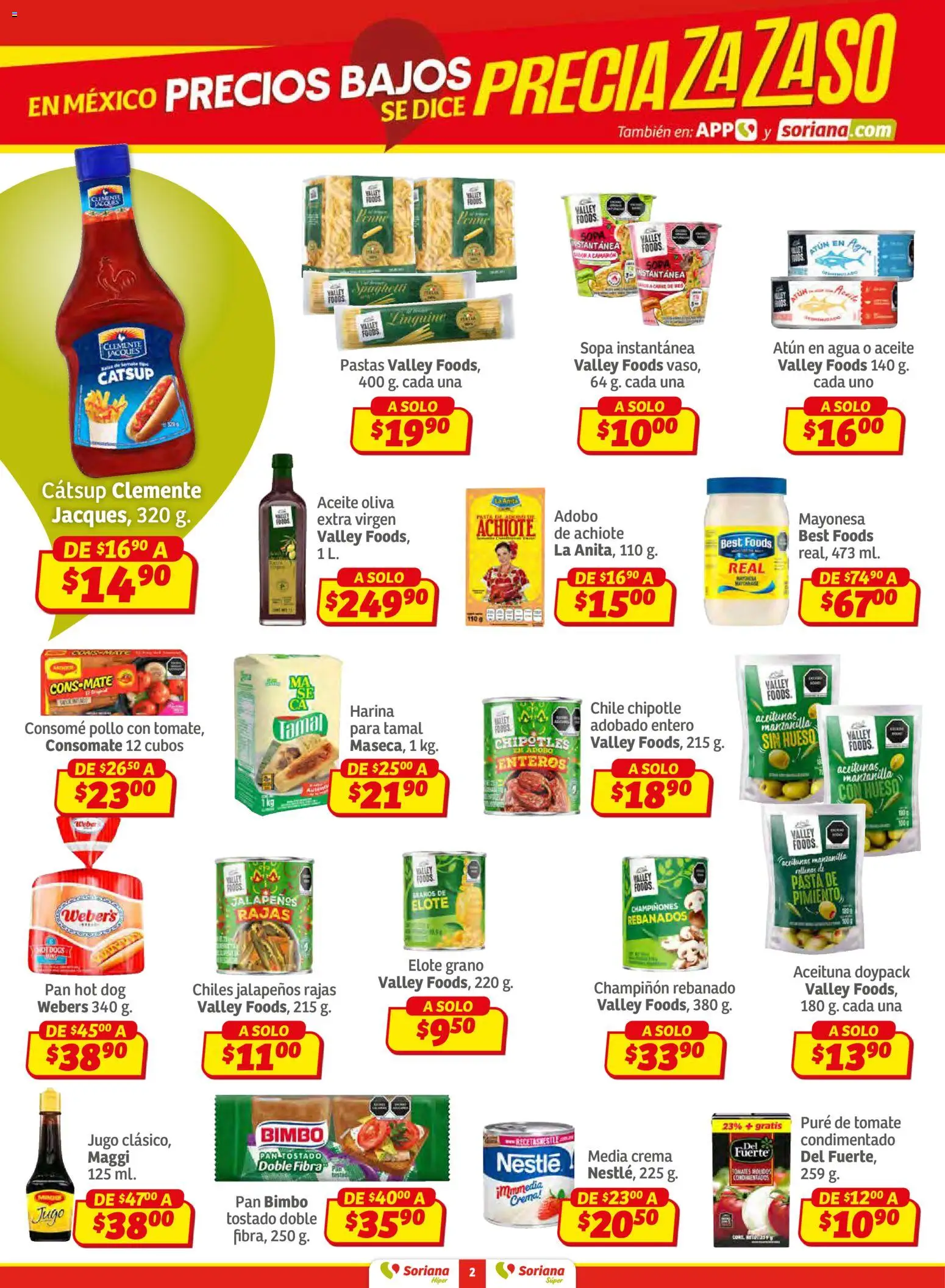 Nuevas ofertas de Soriana válidas en toda la República Mexicana desde el 15.01.2026. ¡Encuentra las mejores ofertas en Soriana - Preciazazaso Híper: Frontera BCN, Son! | Página: 2 | Productos: Pollo, Sopa, Pan, Catsup