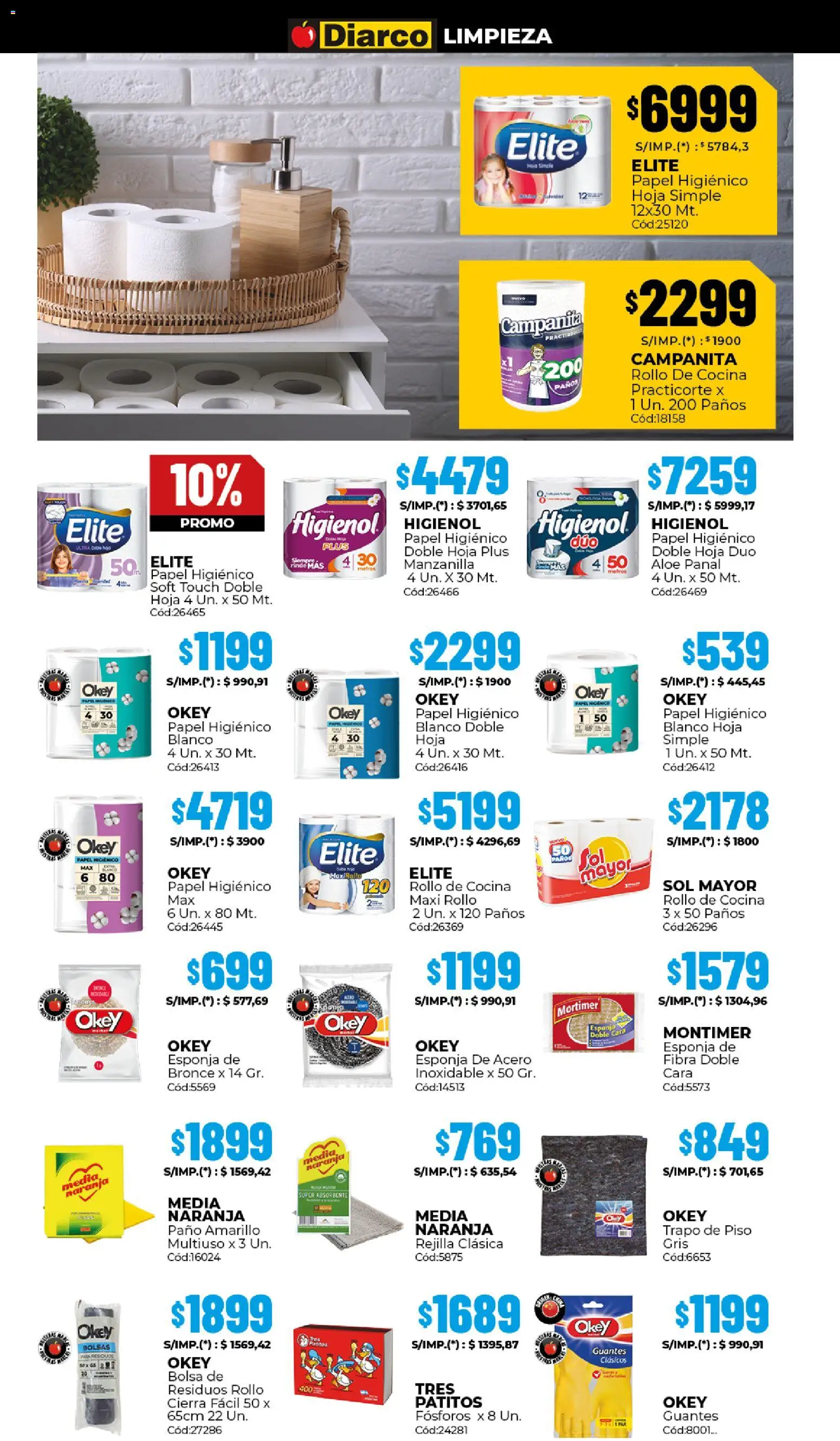 Diarco ofertas │ válido desde el 19.01.2026 | Página: 16 | Productos: Papel higiénico, Fósforos, Bolsa, Esponja