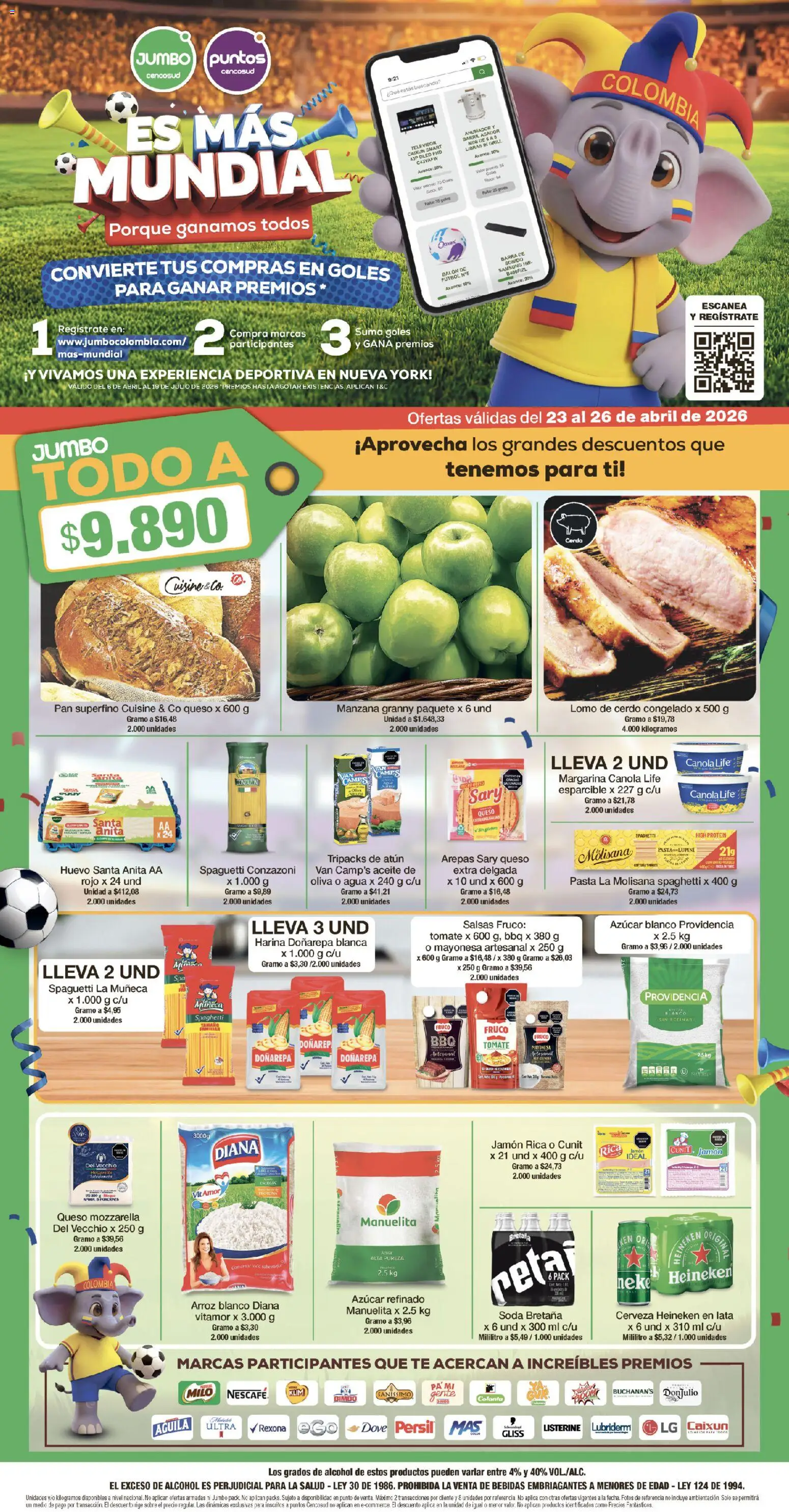 Jumbo revista - valida desde el 23.04.2026 | Página: 1 | Productos: Televisor, Atún, Soda, Pan