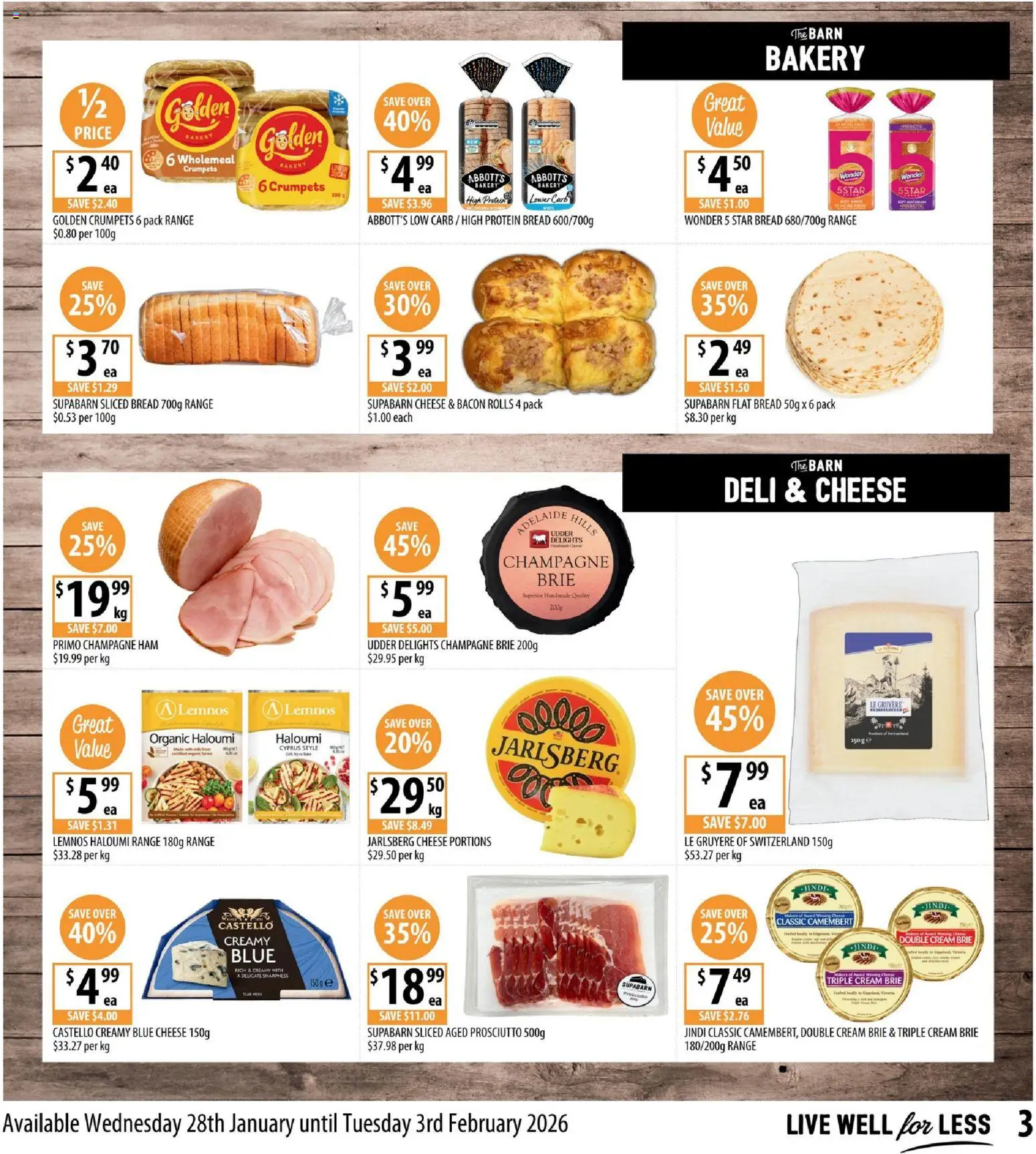 Supabarn catalogue - valid from 28.01.2026 | Page: 3 | Products: Bacon, Cheese, Ham, Cream