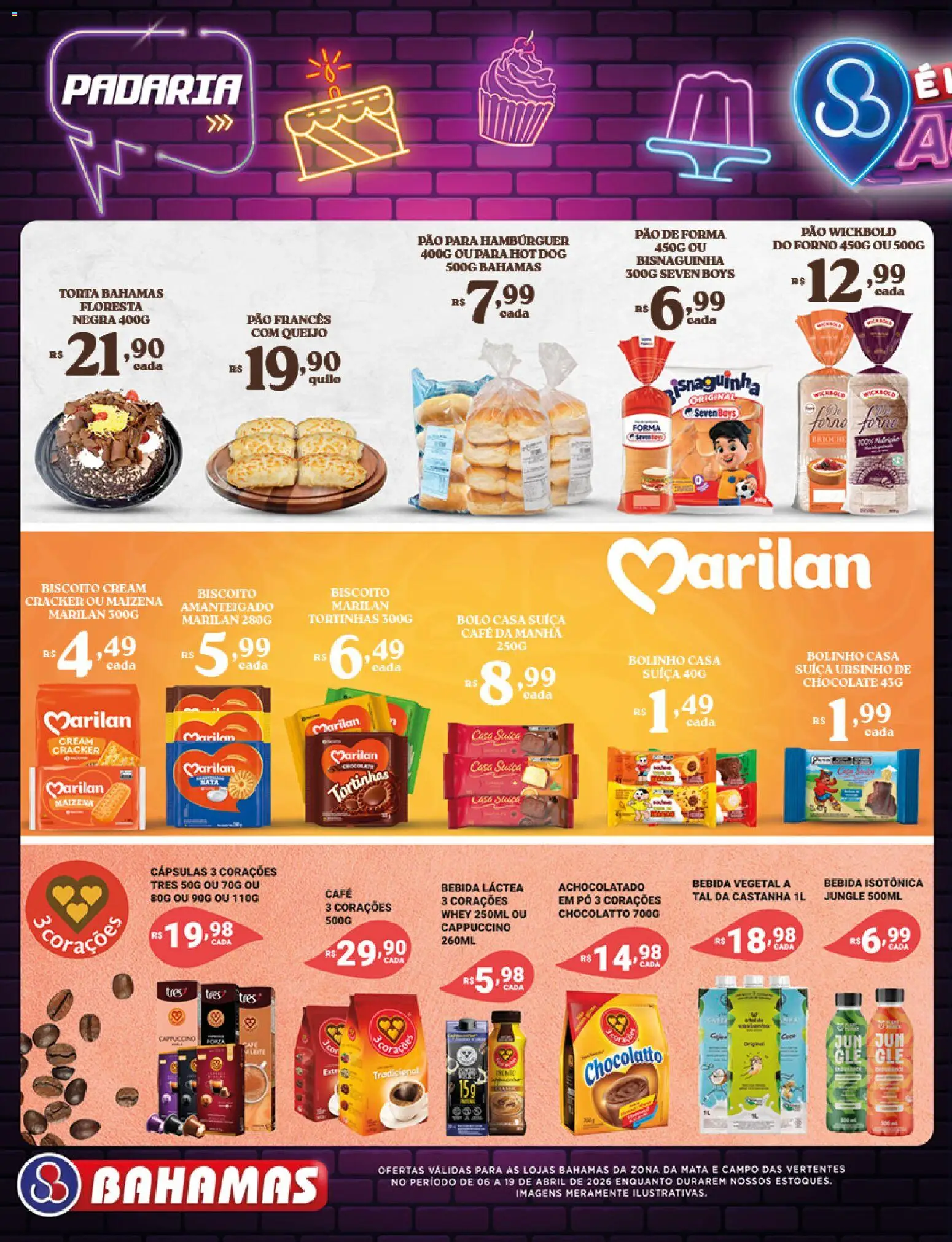 Bahamas Supermercados Folheto - válido de 06.04.2026 | Página: 4 | Produtos: Capsulas 3 corações, Porta, Pão, Bebida