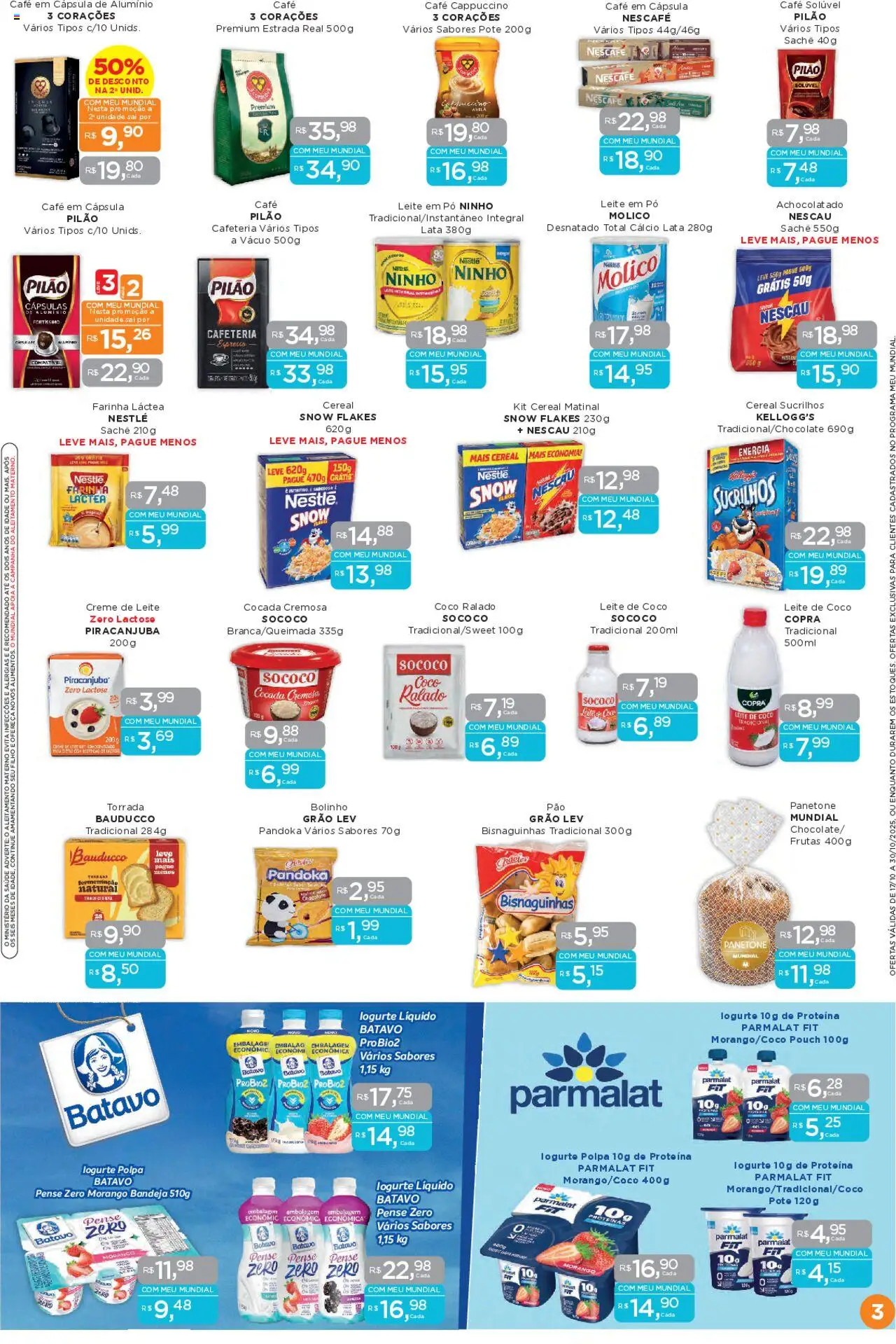 Mundial Folheto - válido de 17.10.2025 | Página: 3 | Produtos: Nescau, Chocolate, Bandeja, Panetone