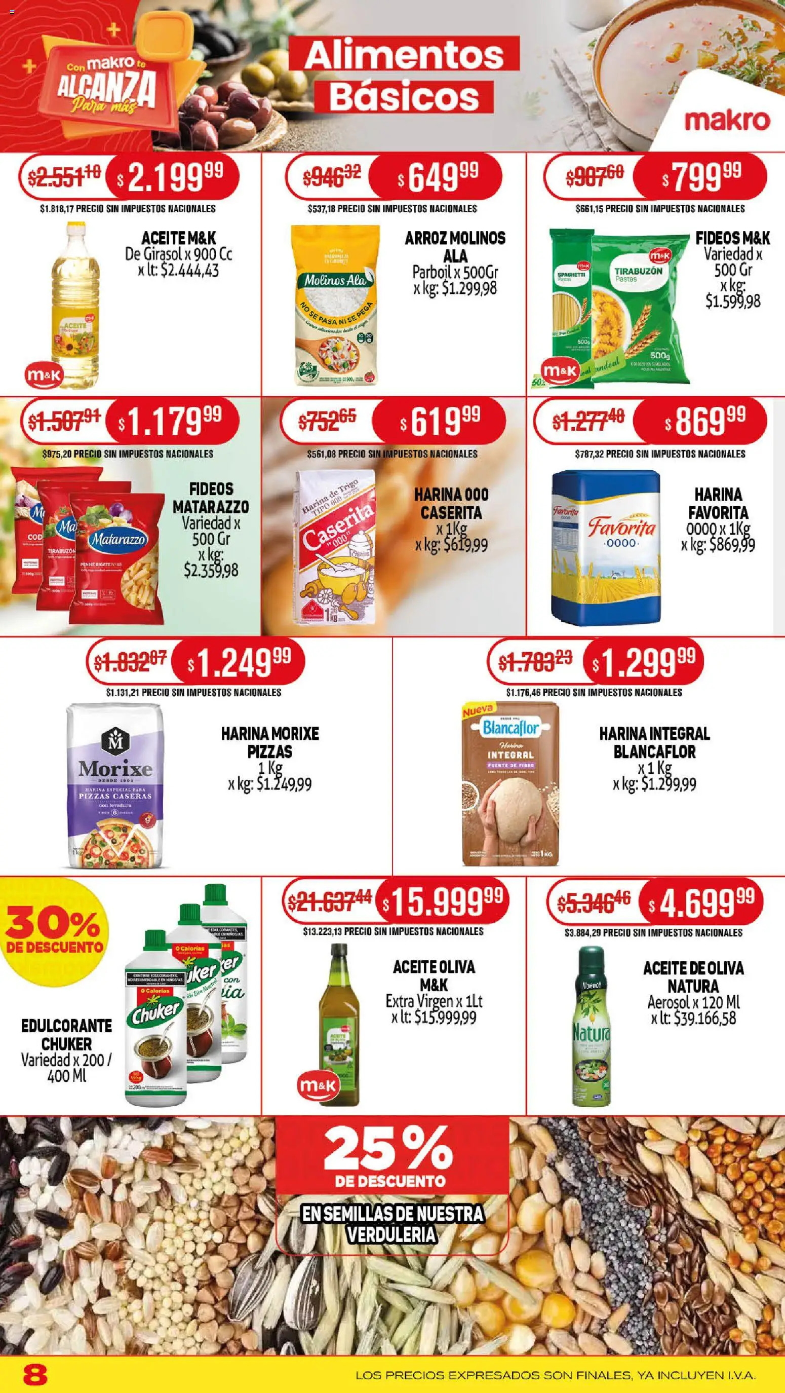 Makro ofertas │ válido desde el 27.11.2025 | Página: 8 | Productos: Oliva, Semillas, Arroz, Fideos