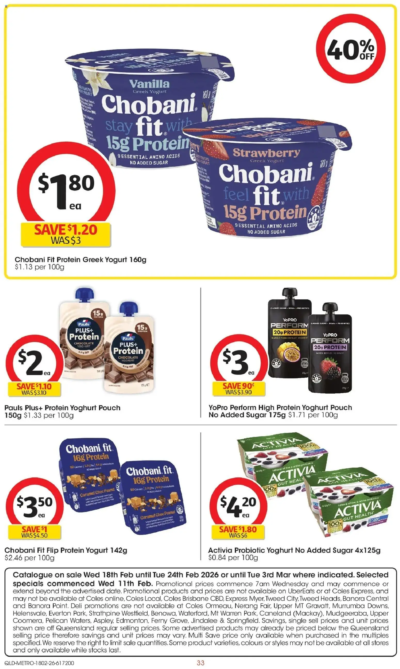Coles catalogue - valid from 18.02.2026 | Page: 33 | Products: Yoghurt, Passionfruit, Sugar, Dance