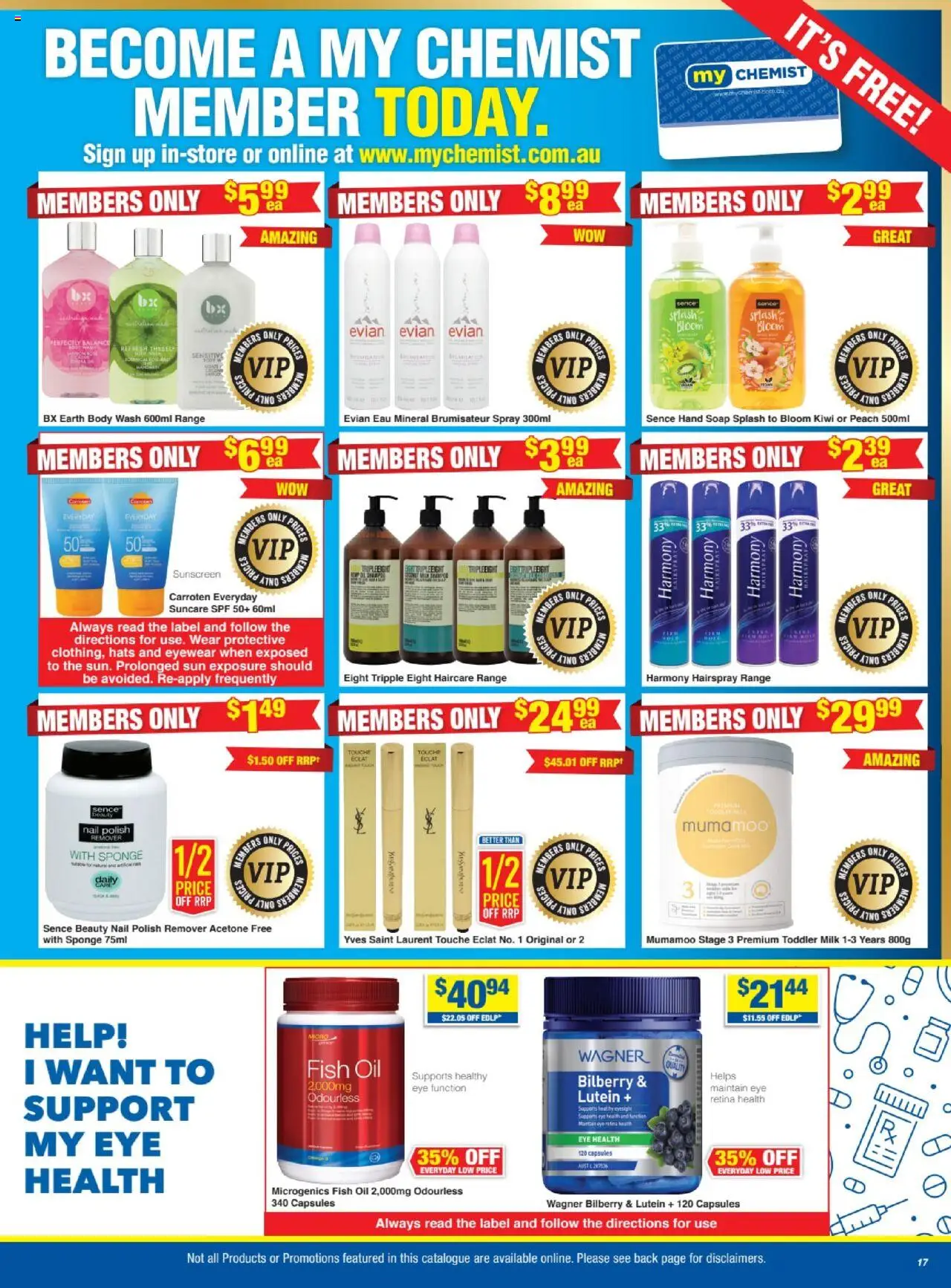 My Chemist catalogue - valid from 26.06.2025 | Page: 17 | Products: Sunscreen, Fish, Sponge, Fish oil