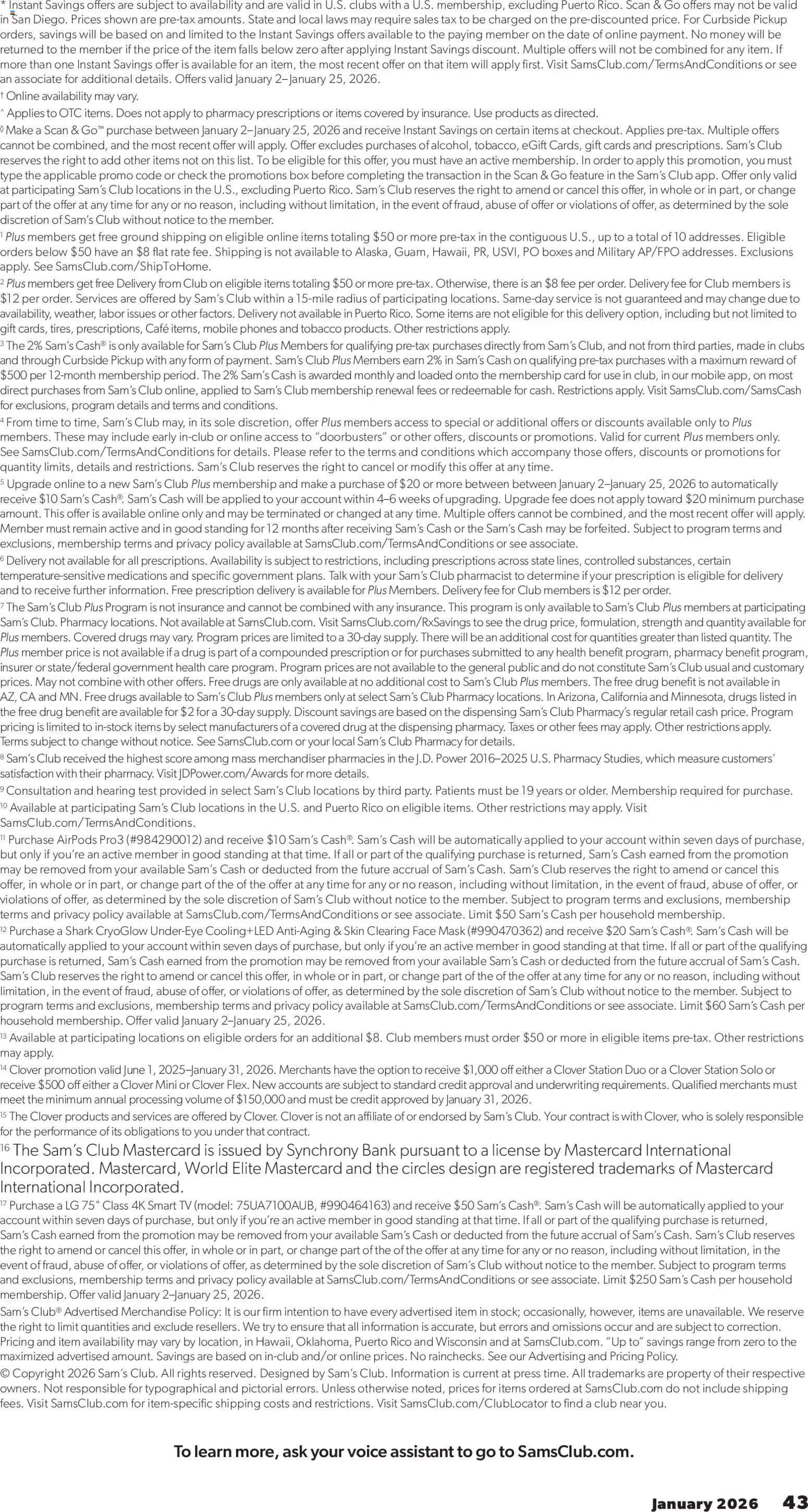 Sam's Club Instant Savings Book January - valid from 02.01.2026 | Page: 43 | Products: Press, Box, Mask, Date