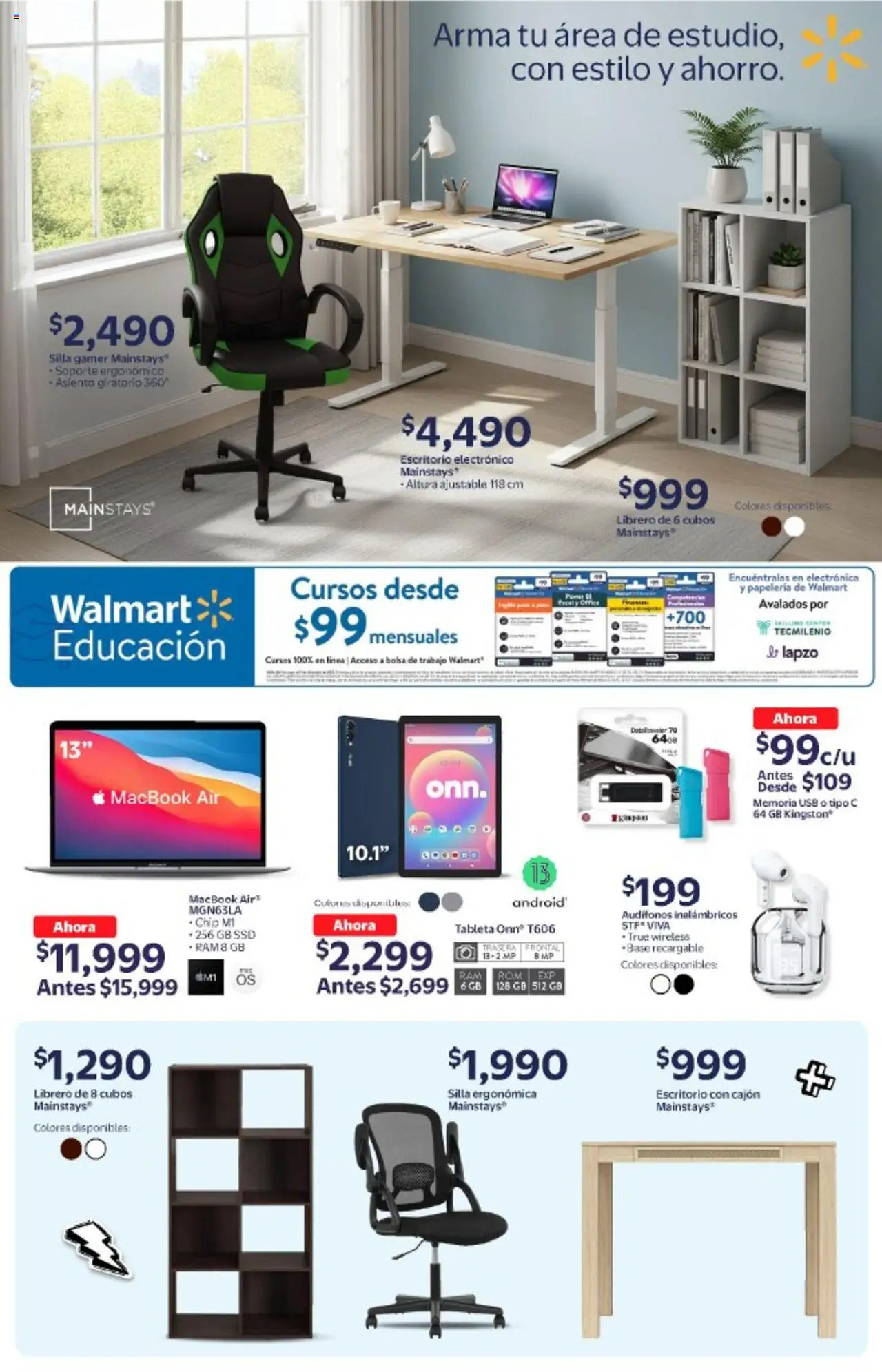 Nuevas ofertas de Walmart válidas en toda la República Mexicana desde el 20.08.2025. ¡Encuentra las mejores ofertas en Walmart - Folleto Regreso a Clases! | Página: 15 | Productos: Bolsa, Silla gamer, Escritorio, Tableta