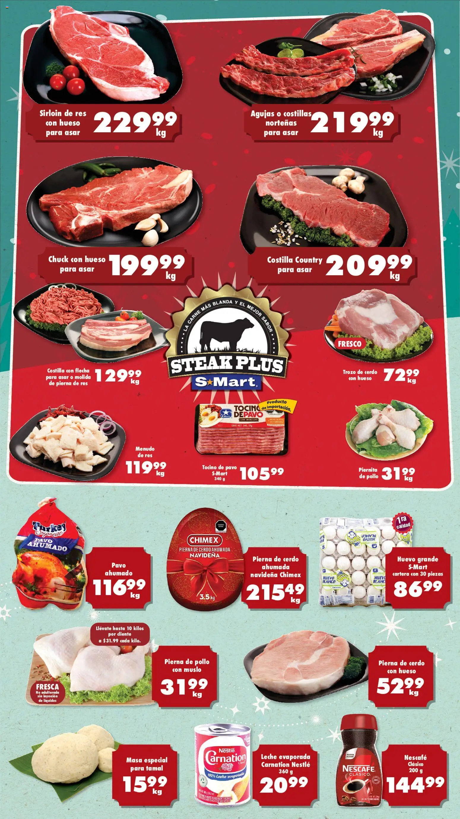 Nuevas ofertas de S-Mart válidas en toda la República Mexicana desde el 12.12.2025. ¡Encuentra las mejores ofertas en S-Mart folleto Monterrey! | Página: 1 | Productos: Pollo, Huevo, Leche, Res
