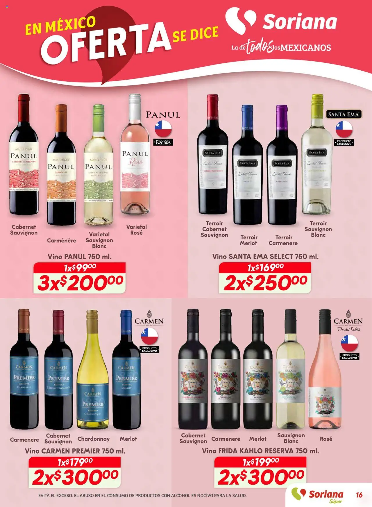 Nuevas ofertas de Soriana válidas en toda la República Mexicana desde el 25.09.2025. ¡Encuentra las mejores ofertas en Soriana - Preciazazaso Súper: Valle de México! | Página: 16 | Productos: Vino