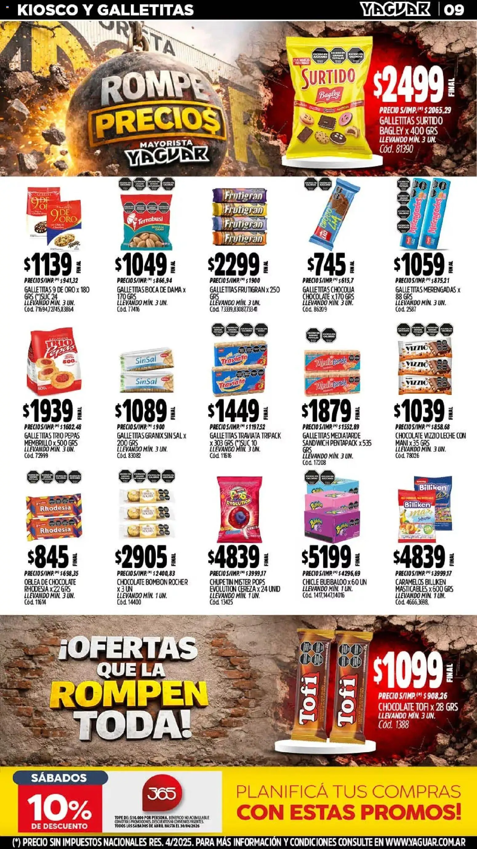 Yaguar - Oferta Semanal Córdoba │ válido desde el 20.04.2026 | Página: 9 | Productos: Sal, Leche, Chocolate, Chicle