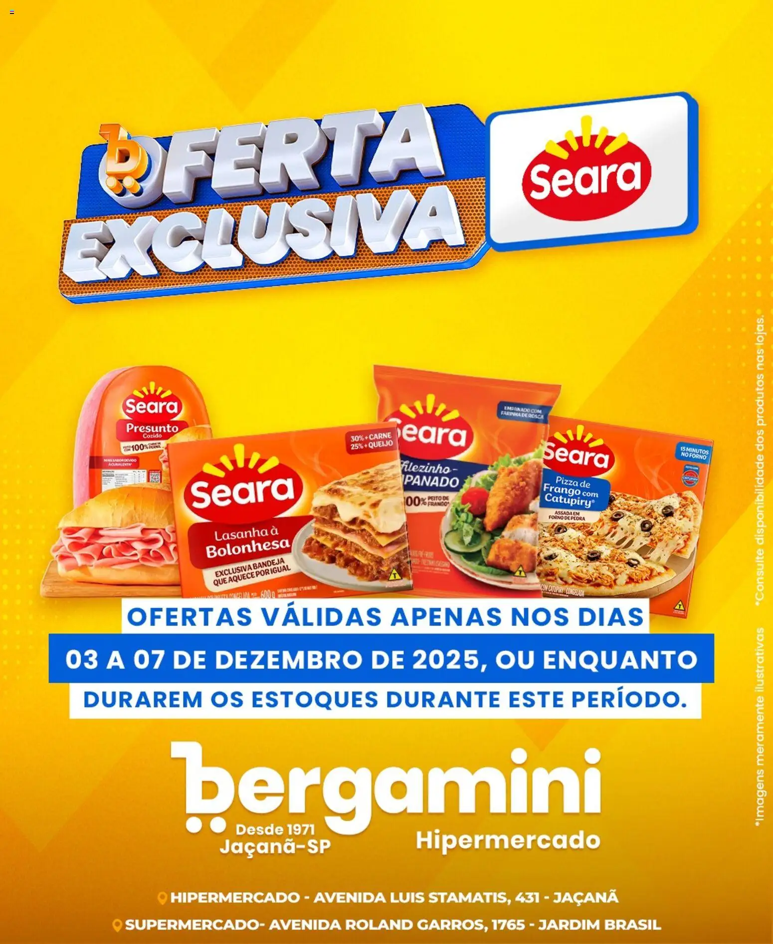 Supermercado Bergamini Folheto - válido de 03.12.2025 | Página: 1 | Produtos: Presunto, Lasanha, Bandeja, Frango