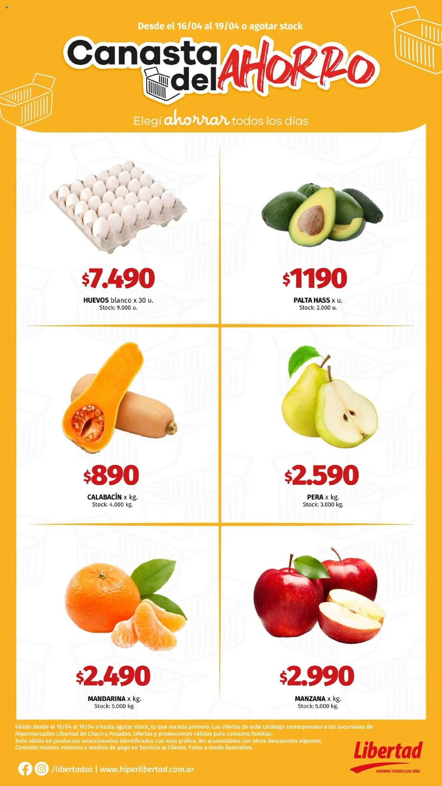 Hipermercado Libertad - CANASTA │ válido desde el 16.04.2026 | Página: 3 | Productos: Pera, Manzana, Palta, Huevos