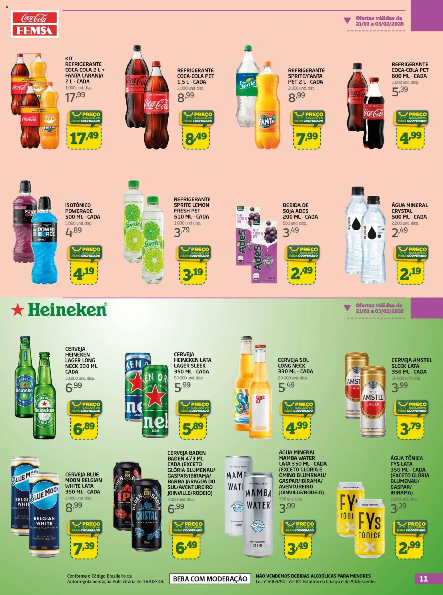 Cooper Folheto - válido de 21.01.2026 | Página: 11 | Produtos: Fanta, Cerveja, Bebida, Isotônico