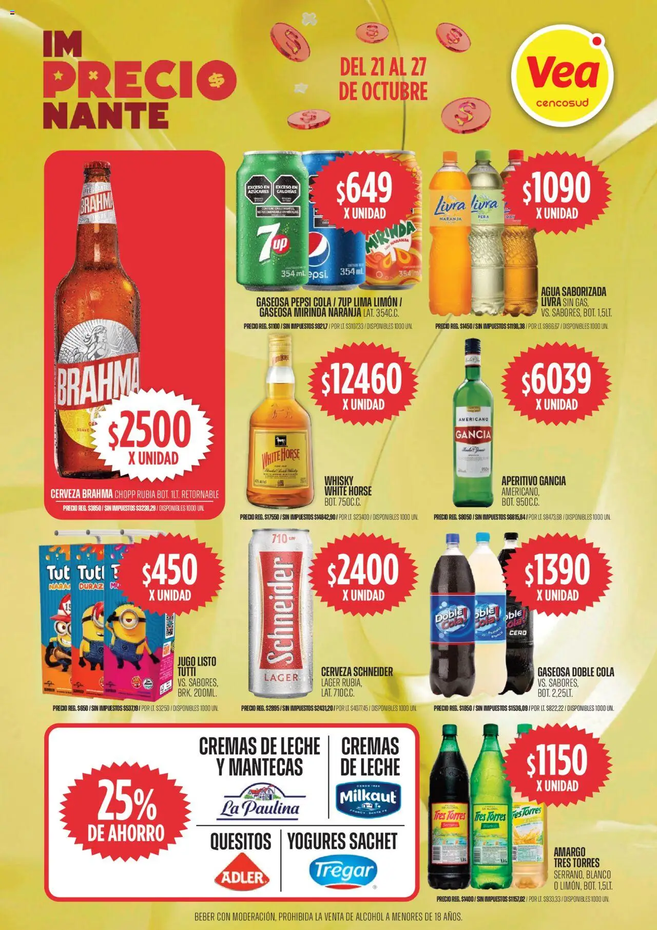 Vea - Ofertas - Córdoba │ válido desde el 21.10.2025 | Página: 3 | Productos: Pera, Gaseosa, Cerveza, Té
