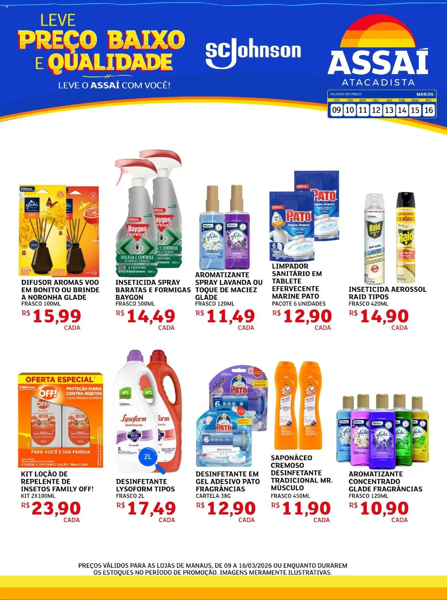 Assaí Atacadista Folheto - válido de 09.03.2026 | Página: 1 | Produtos: Base, Baixo, Desinfetante, Inseticida