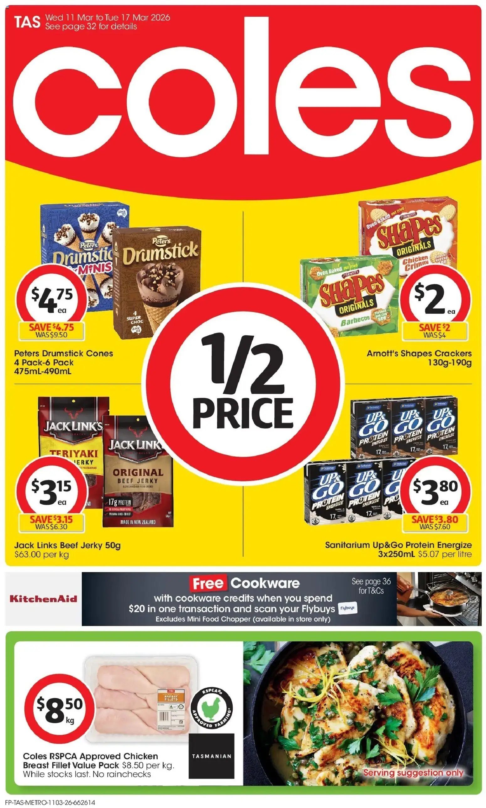 Coles catalogue - valid from 11.03.2026 | Page: 1 | Products: Crackers, Beef, Cookware, Oven