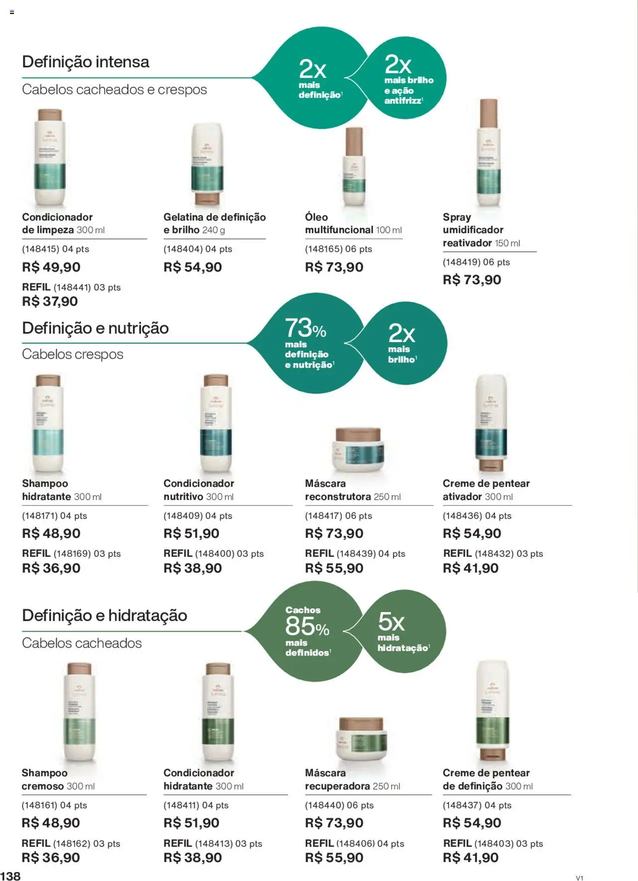 Natura Folheto - válido de 18.08.2025 | Página: 138 | Produtos: Shampoo, Multifuncional, Creme, Umidificador
