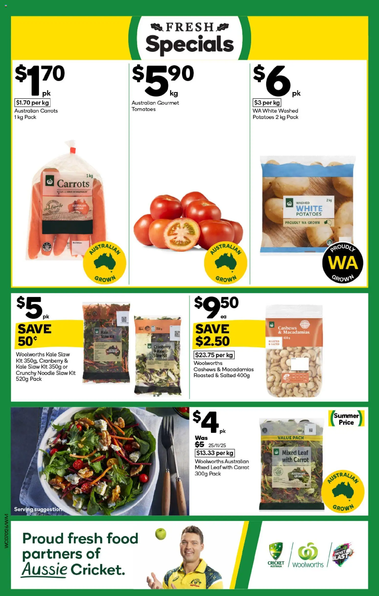 Woolworths catalogue - valid from 07.01.2026 | Page: 4 | Products: Kale, Tomatoes, Carrots, Potatoes