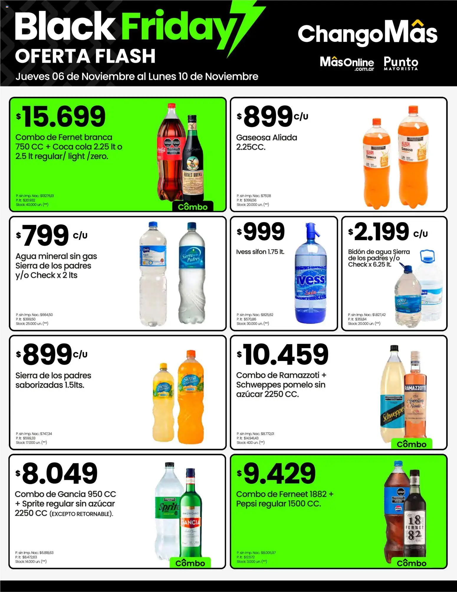 Changomas ofertas flash │ válido desde el 06.11.2025 | Página: 8 | Productos: Bidón, Fernet, Pomelo, Sierra