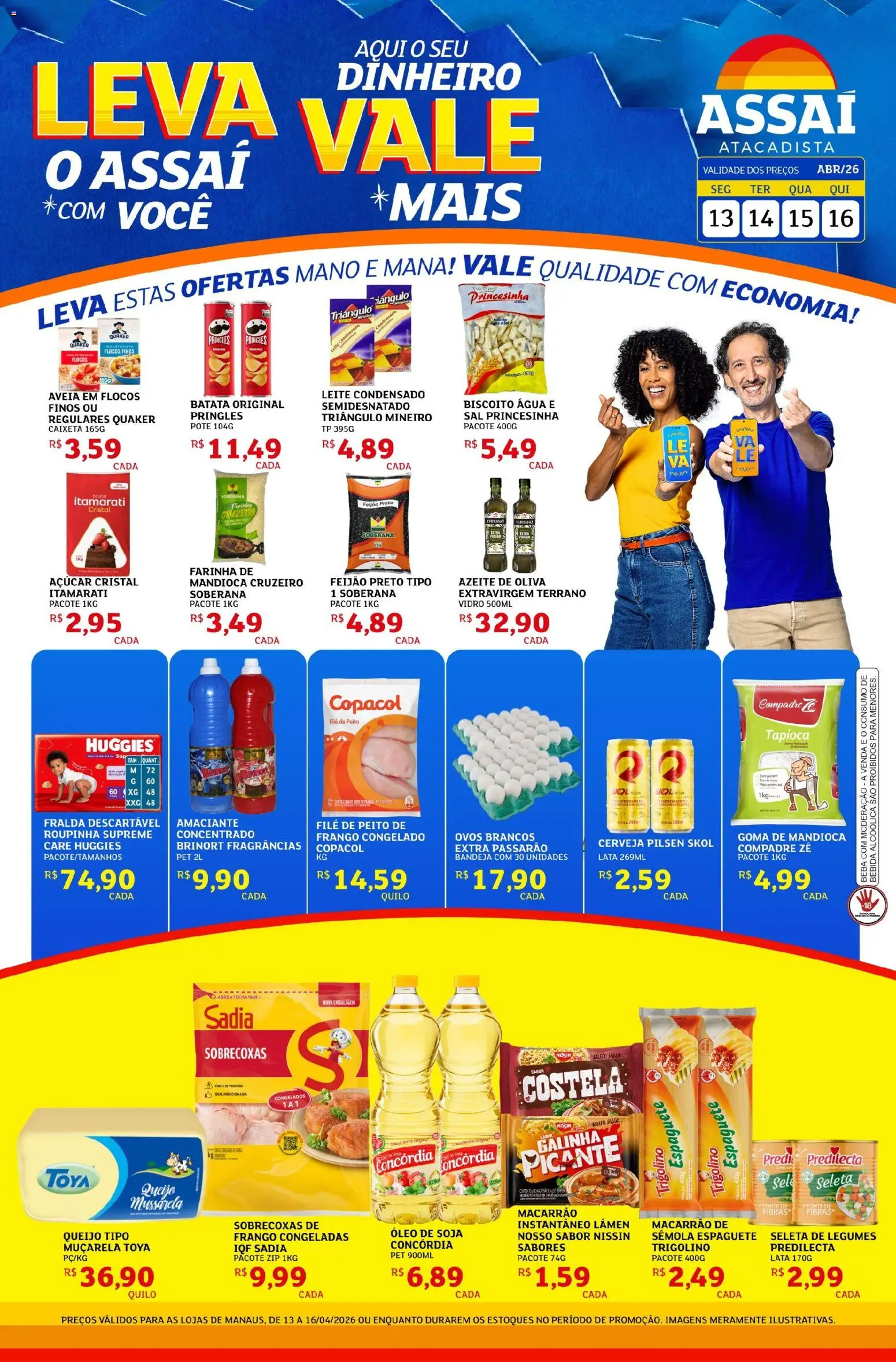 Assaí Atacadista Folheto - válido de 13.04.2026 | Página: 1 | Produtos: Leite, Óleo, Açúcar, Batata