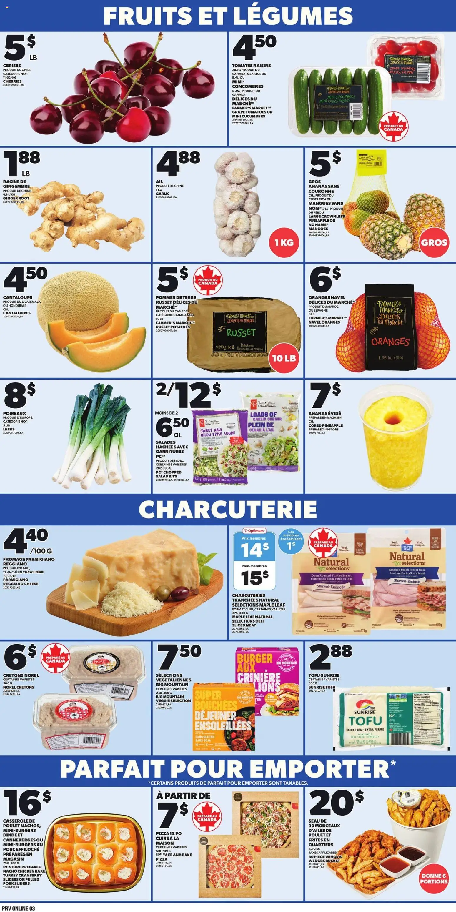 Provigo flyer valid from 22.01.2026 | Page: 3 | Products: Cucumbers, Potatoes, Pizza, Oranges