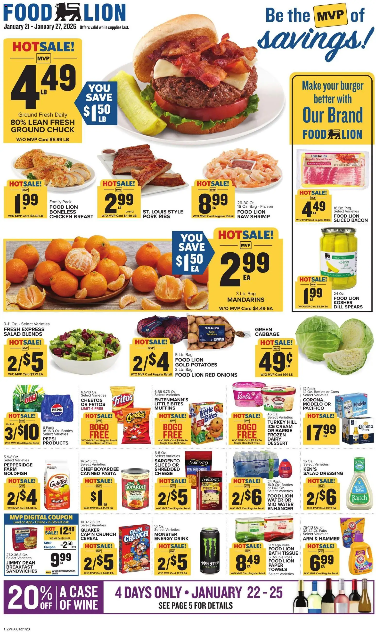 Food Lion Weekly Ad - valid from 21.01.2026 | Page: 1 | Products: Bath, Cheese, Pasta, Bag