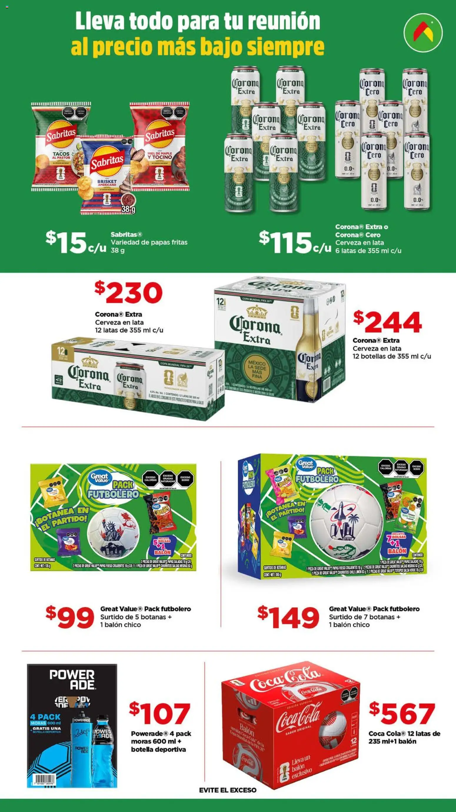 Nuevas ofertas de Bodega Aurrerá válidas en toda la República Mexicana desde el 27.04.2026. ¡Encuentra las mejores ofertas en Bodega Aurrerá folleto Golazo! | Página: 3 | Productos: Tocino, Cerveza, Papas fritas, Botella