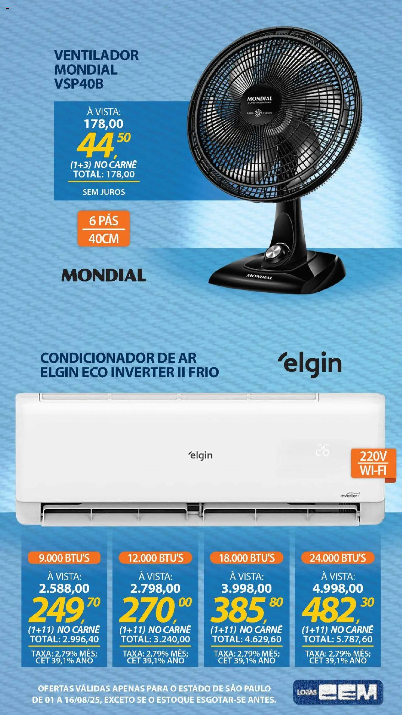 Lojas Cem Folheto - válido de 01.08.2025 | Página: 115 | Produtos: Ventilador, Condicionador, Carne