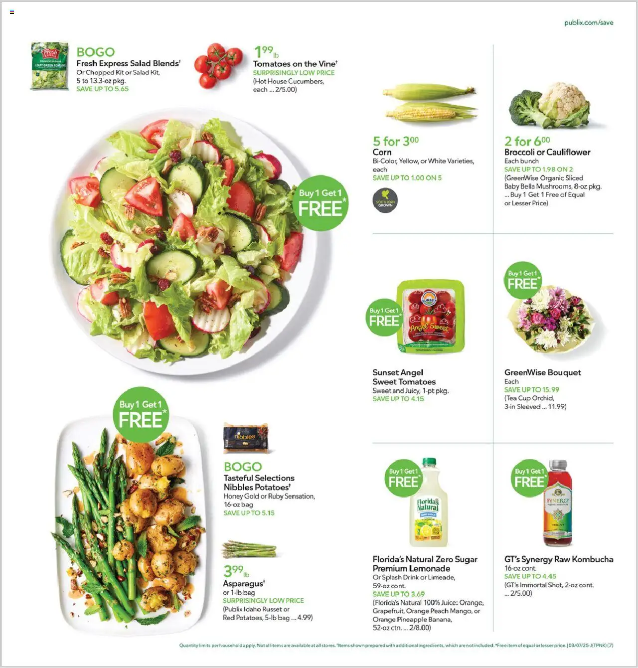 Publix Weekly Ad - valid from 06.08.2025 | Page: 7 | Products: Pineapple, Salad, Cauliflower, Bag