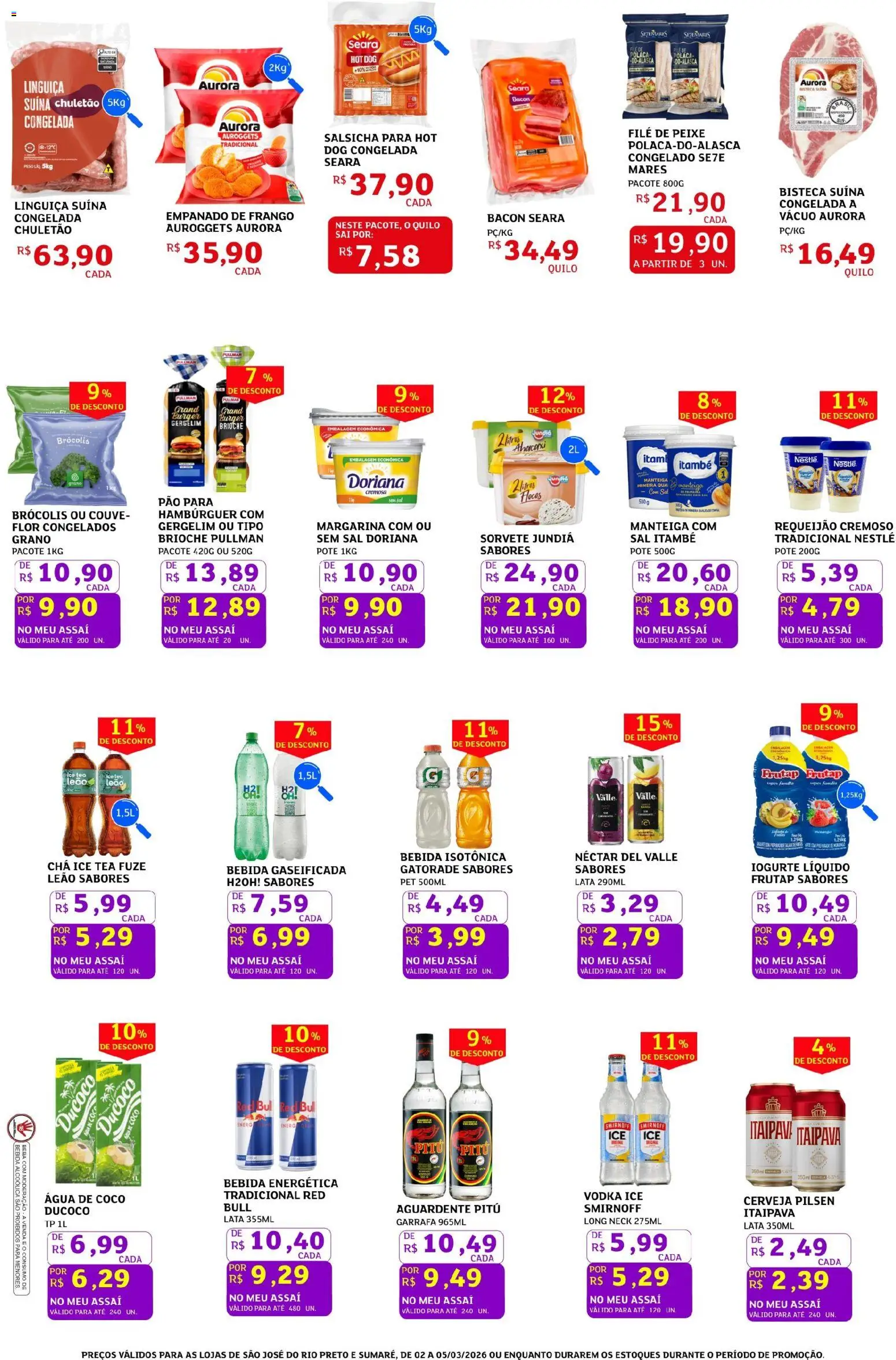 Assaí Atacadista Folheto - válido de 02.03.2026 | Página: 3 | Produtos: Salsicha, Chá, Couve, Margarina