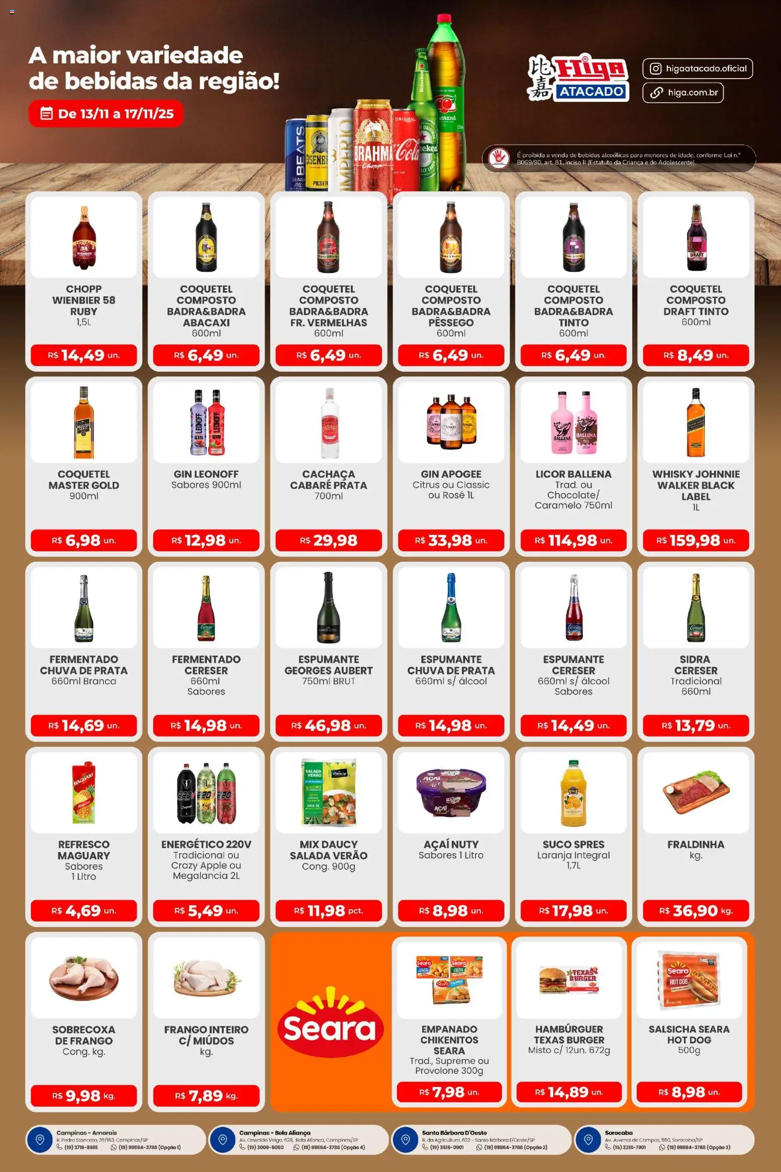 Higa Atacado Folheto - válido de 13.11.2025 | Página: 3 | Produtos: Whisky, Gin, Salada, Açaí