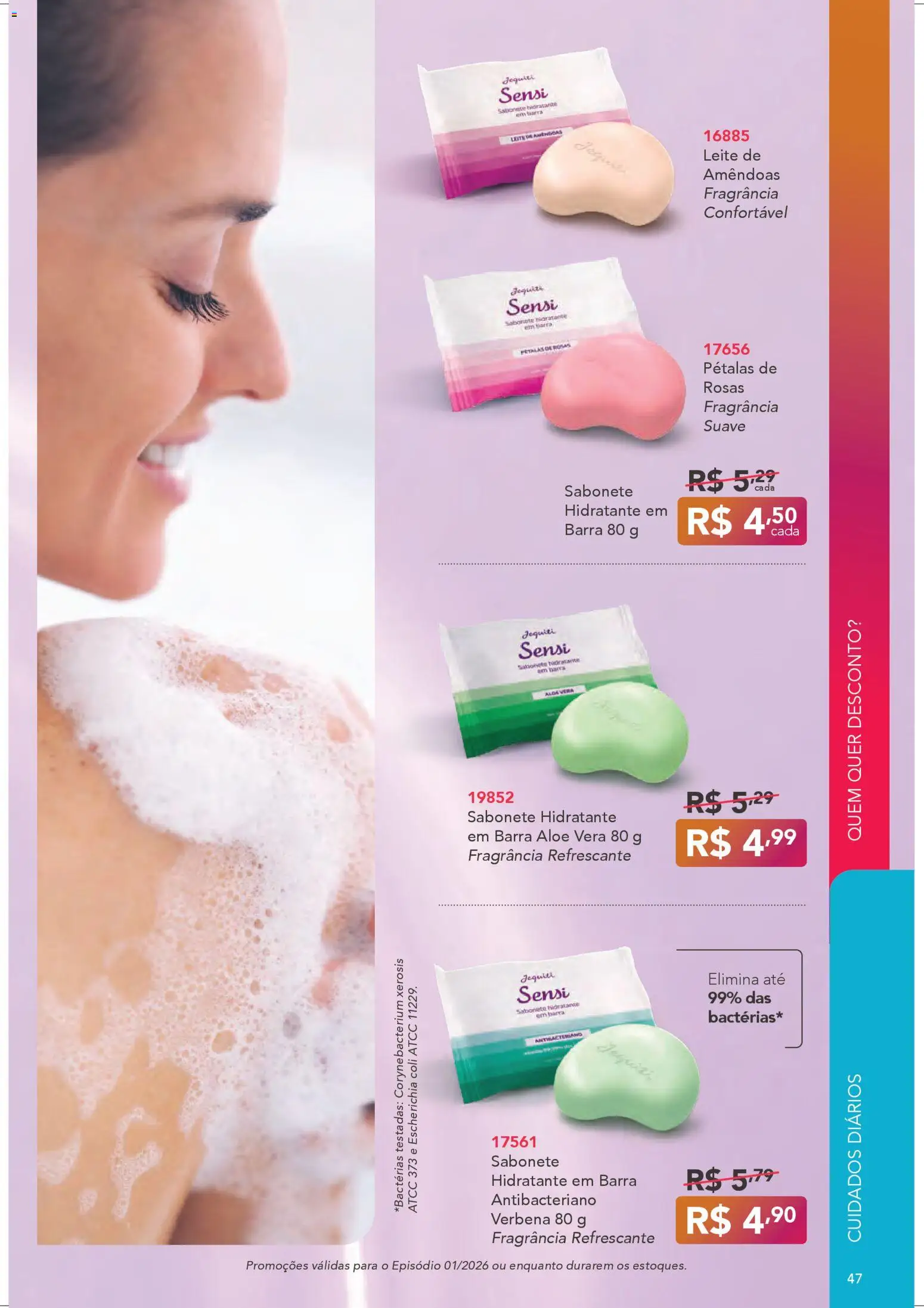 Jequiti Folheto - válido de 29.12.2025 | Página: 47 | Produtos: Fragrância, Leite, Sabonete, Amêndoas