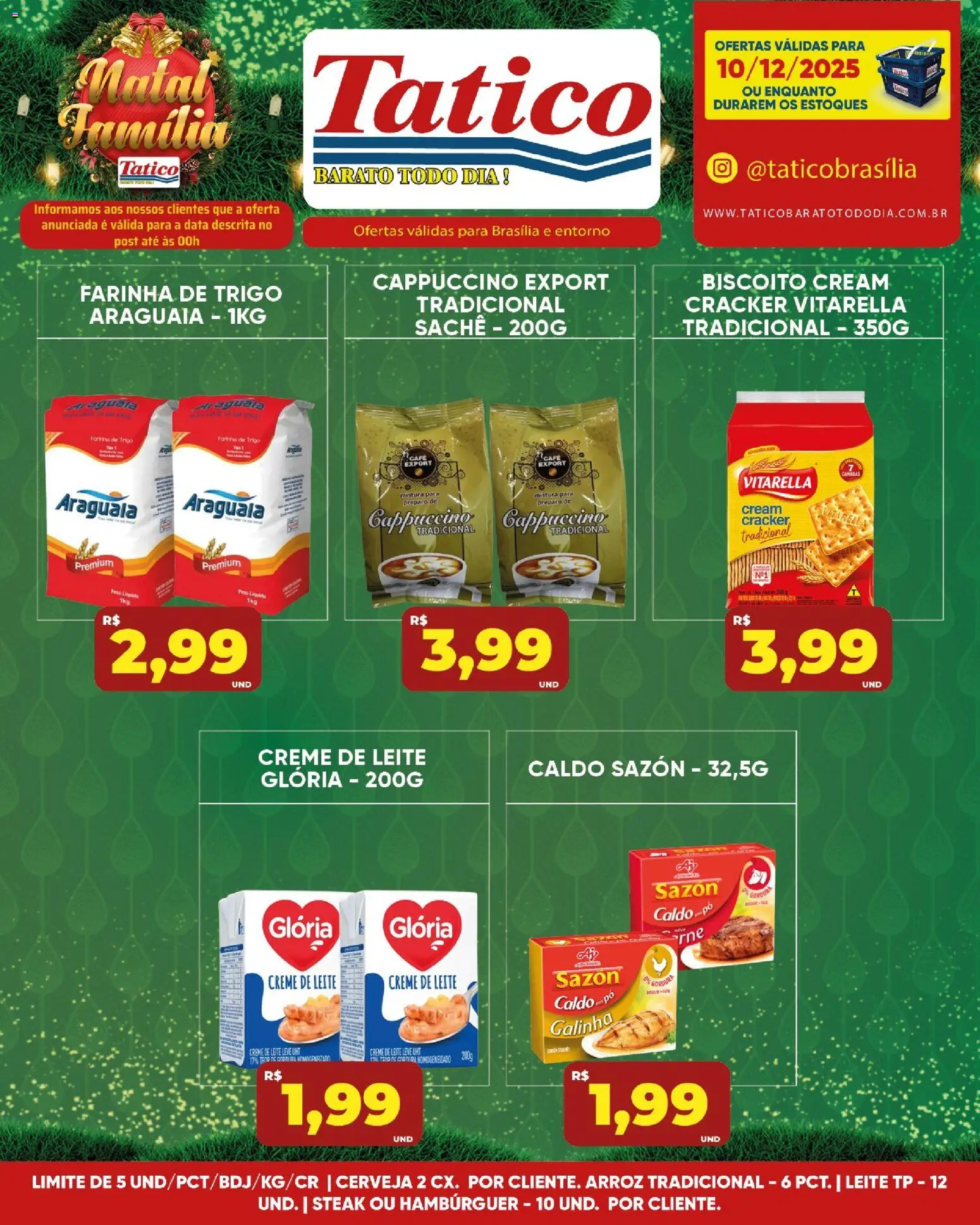 Tatico Folheto - válido de 10.12.2025 | Página: 4 | Produtos: Farinha de trigo, Arroz, Hambúrguer, Creme de leite