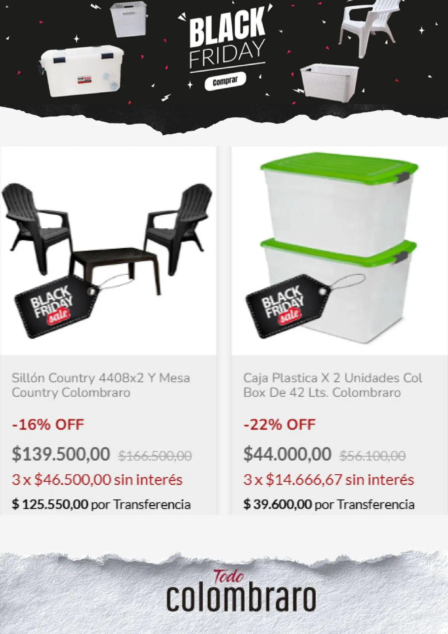Colombraro Black Friday │ válido desde el 28.11.2025 | Página: 2 | Productos: Sillón, Mesa, Caja