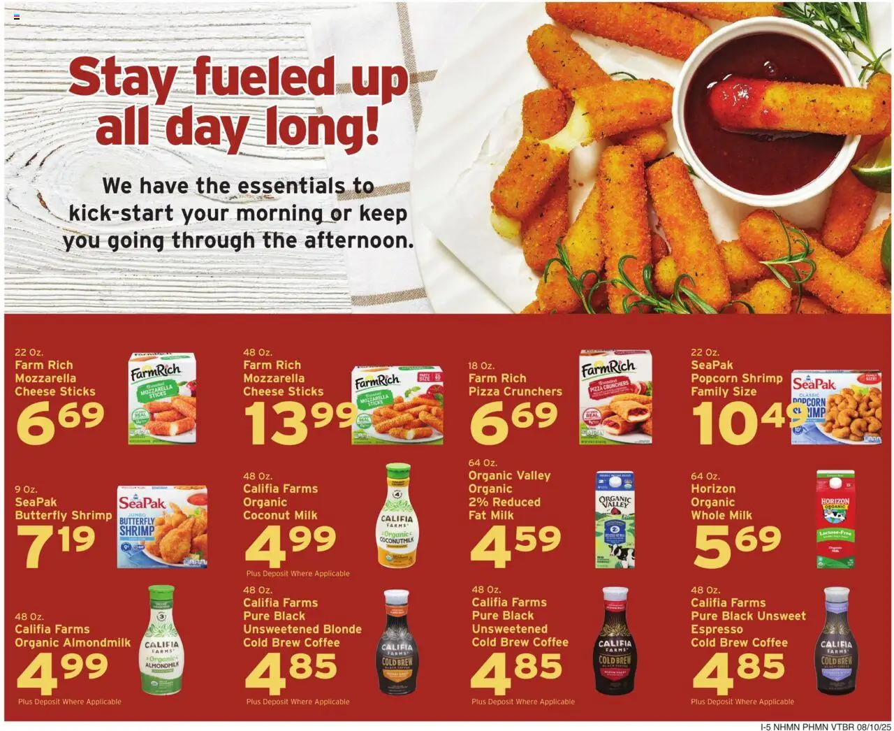 Hannaford Weekly Ad - valid from 10.08.2025 | Page: 13 | Products: Milk, Cheese, Coffee, Pizza