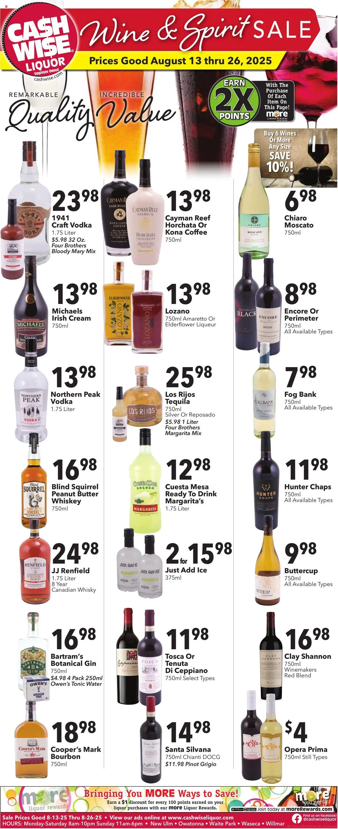 Cash Wise Weekly Ad - valid from 20.08.2025 | Page: 8 | Products: Coffee, Vodka, Whiskey, Water