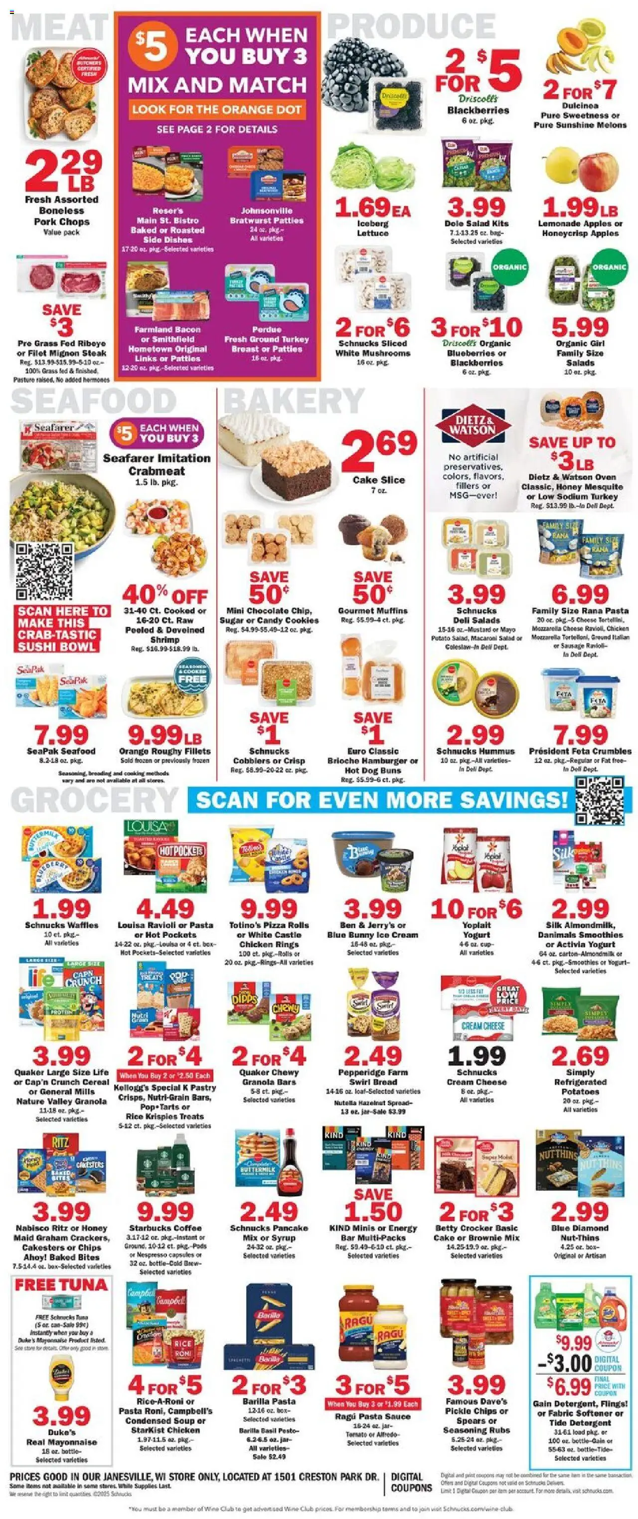 Schnucks Weekly Print Ad - WI - valid from 13.08.2025 | Page: 4 | Products: Mushrooms, Box, Cheese, Apples