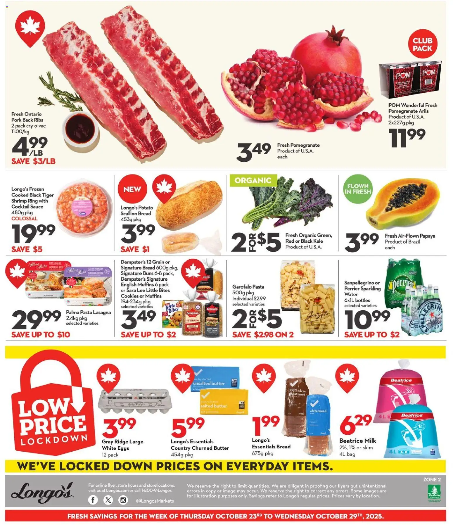 Longo's flyer valid from 23.10.2025 | Page: 3 | Products: Pasta, Bag, Milk, Butter