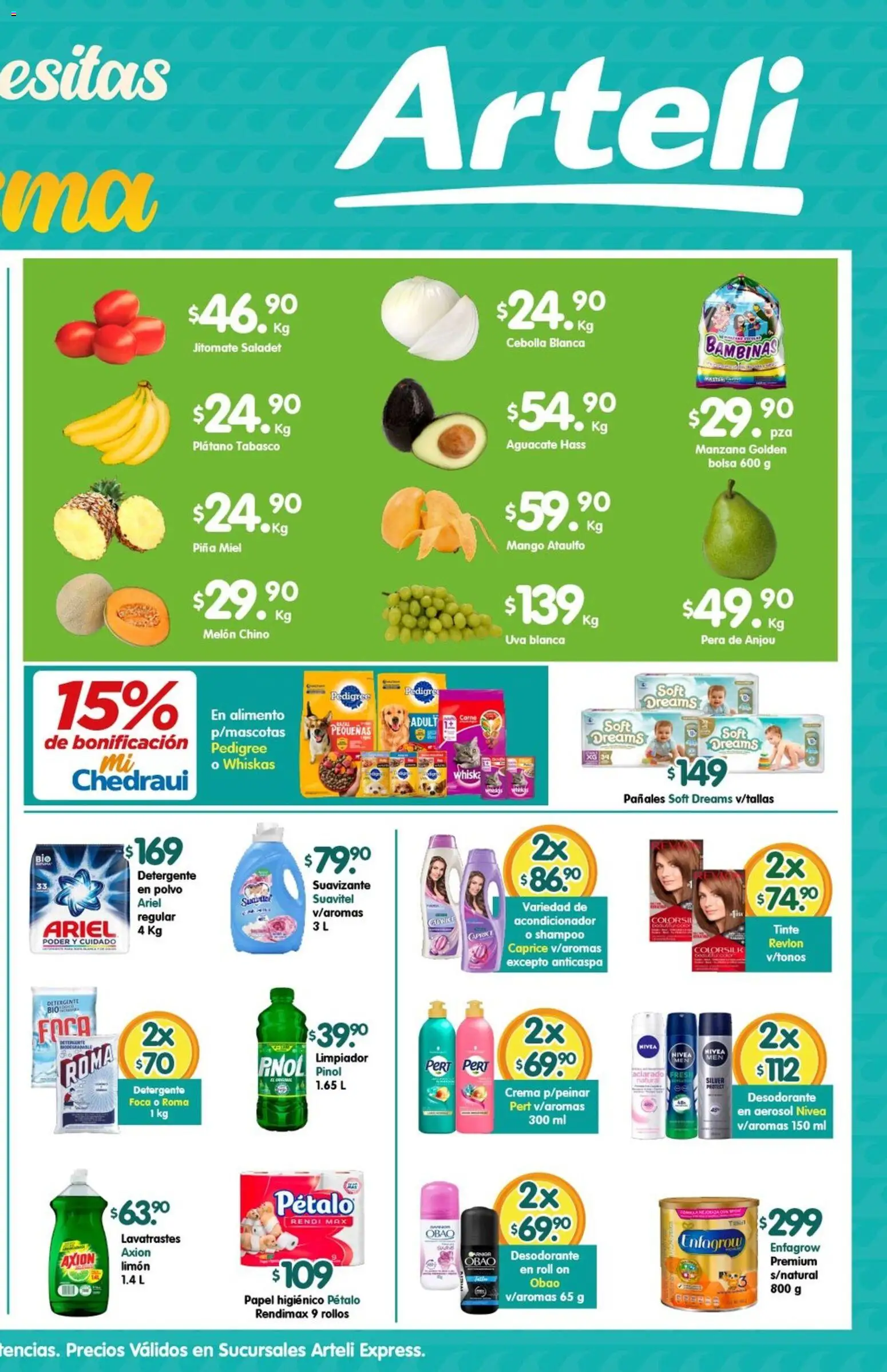 Nuevas ofertas de Arteli válidas en toda la República Mexicana desde el 30.03.2026. ¡Encuentra las mejores ofertas en Arteli folleto Express! | Página: 2 | Productos: Crema, Aguacate, Papel higiénico, Acondicionador