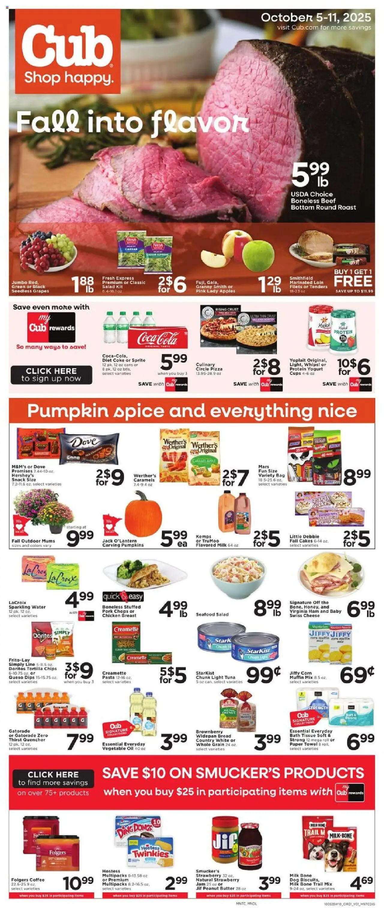 Cub Foods Weekly Ad - valid from 05.10.2025 | Page: 1 | Products: Cheese, Yogurt, Beef, Chips