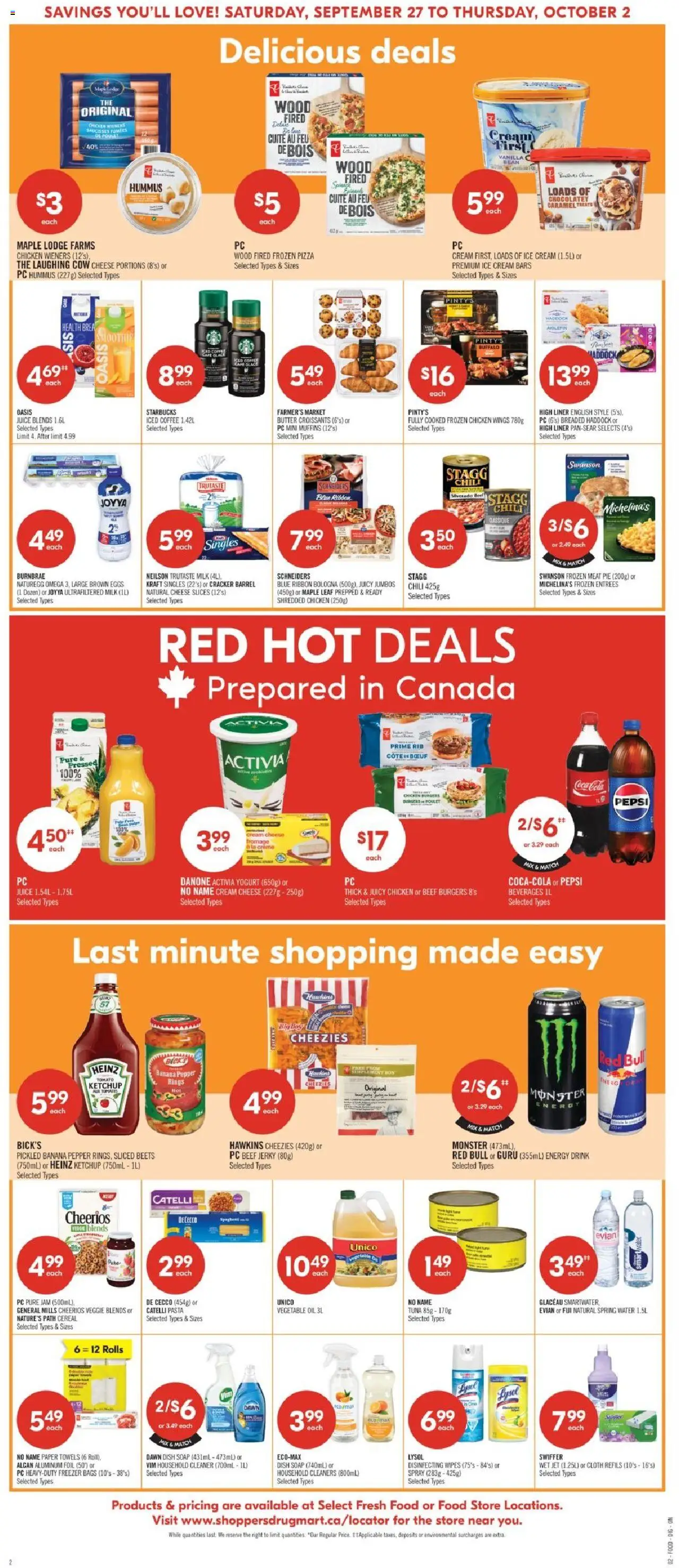 Shoppers flyer valid from 27.09.2025 | Page: 6 | Products: Cream, Ice cream, Freezer, Chicken