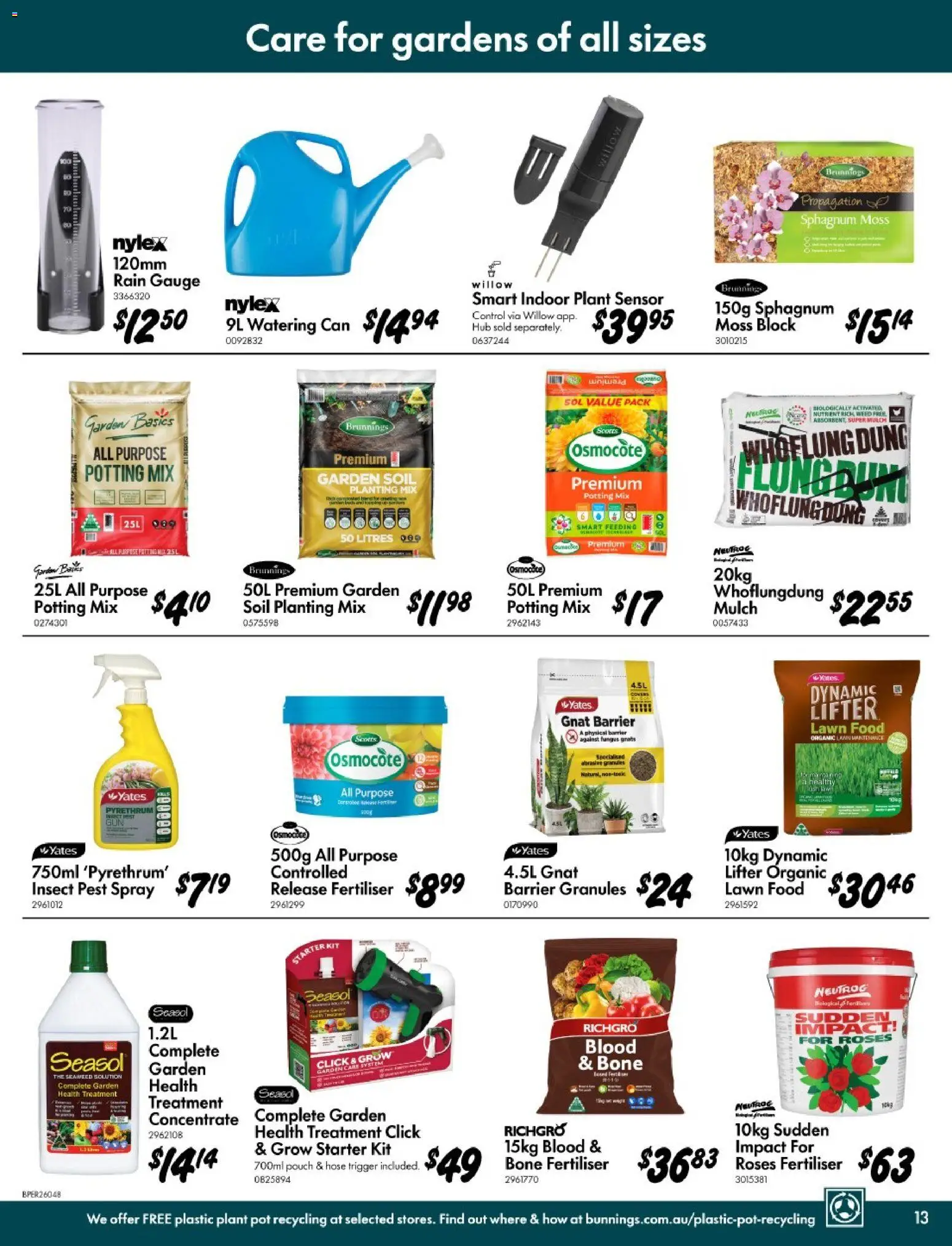 Bunnings Warehouse catalogue - valid from 11.03.2026 | Page: 13 | Products: Plant pot, Pot, Watering can, Soil
